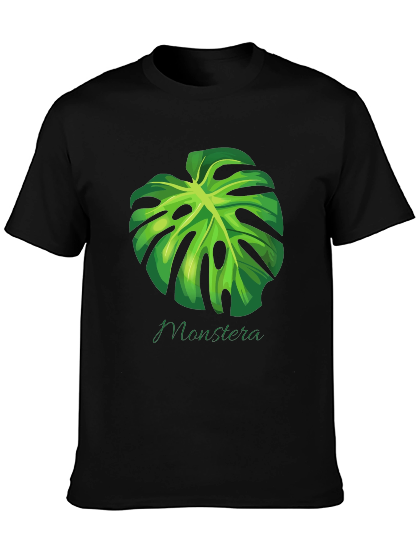 Monstera Leaf Graphic Black T-Shirt