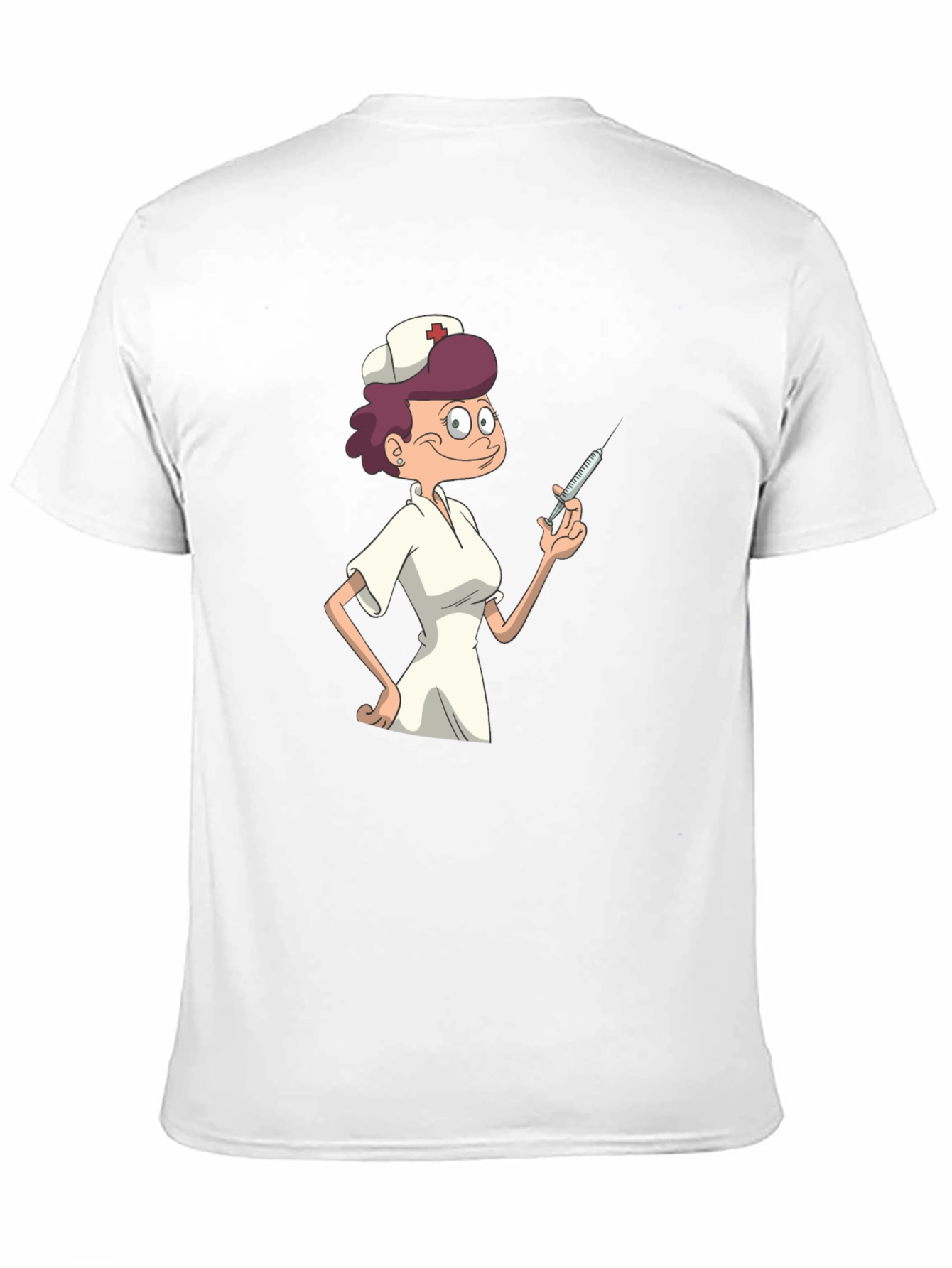 Nurse Cartoon Graphic T-Shirt - Black Casual Tee