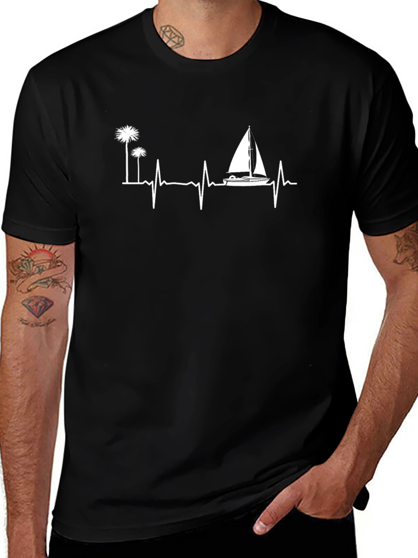 Heartbeat Sailboat & Palm Tee