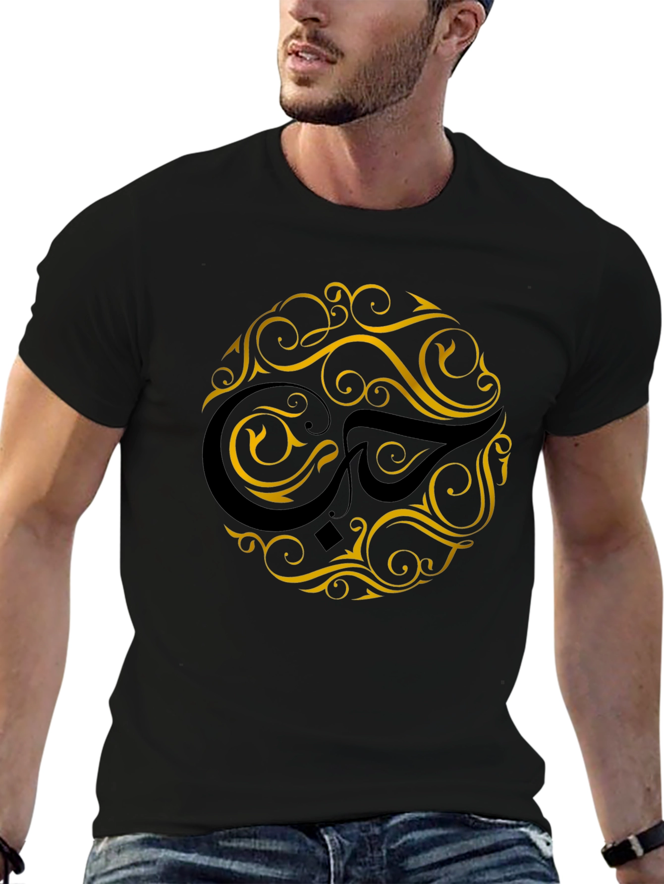 Elegant Arabic Calligraphy Design Black T-Shirt