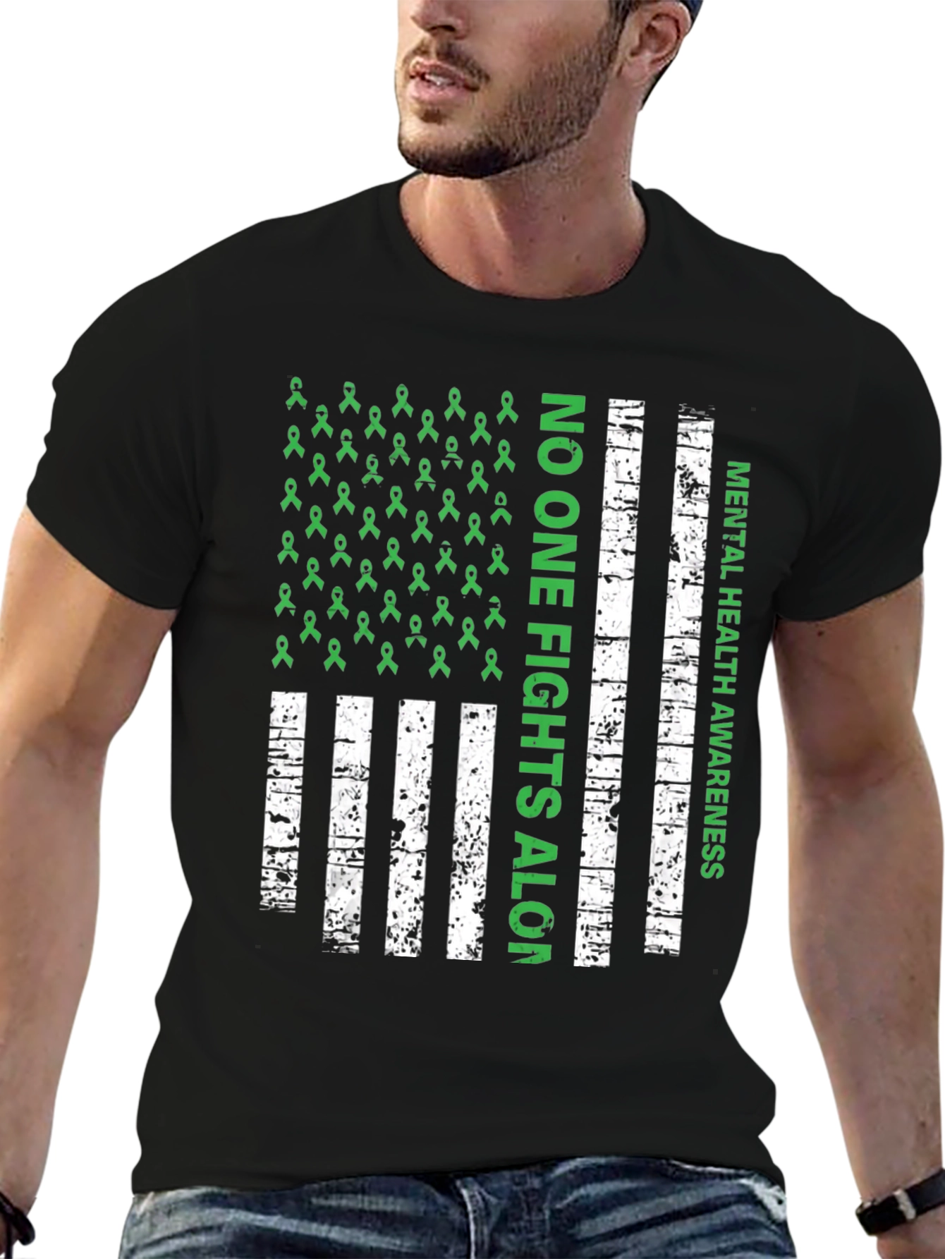 Mental Health Awareness T-Shirt - No One Fights Alone