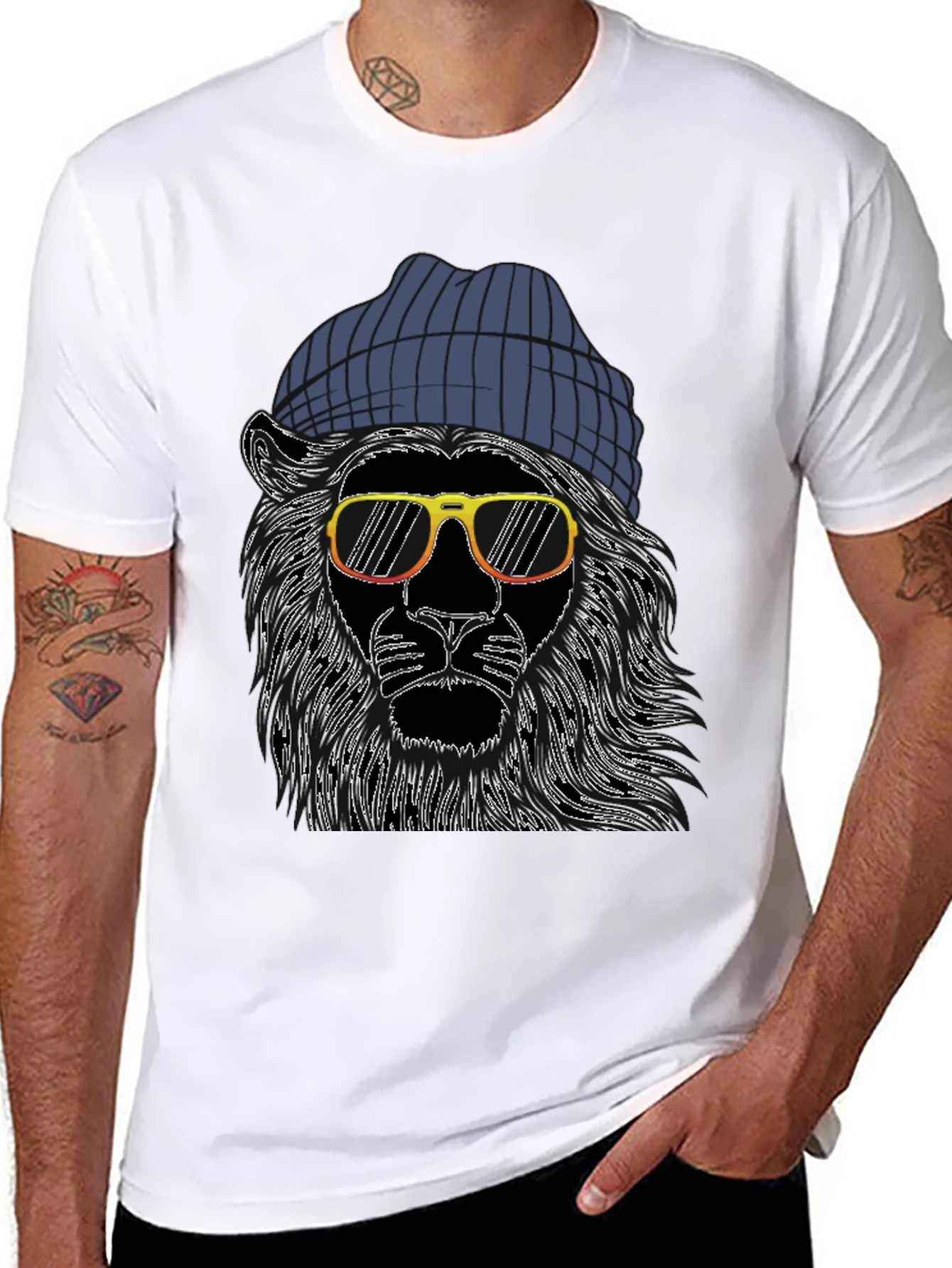 Cool Lion Graphic Tee - Mens Black T-Shirt
