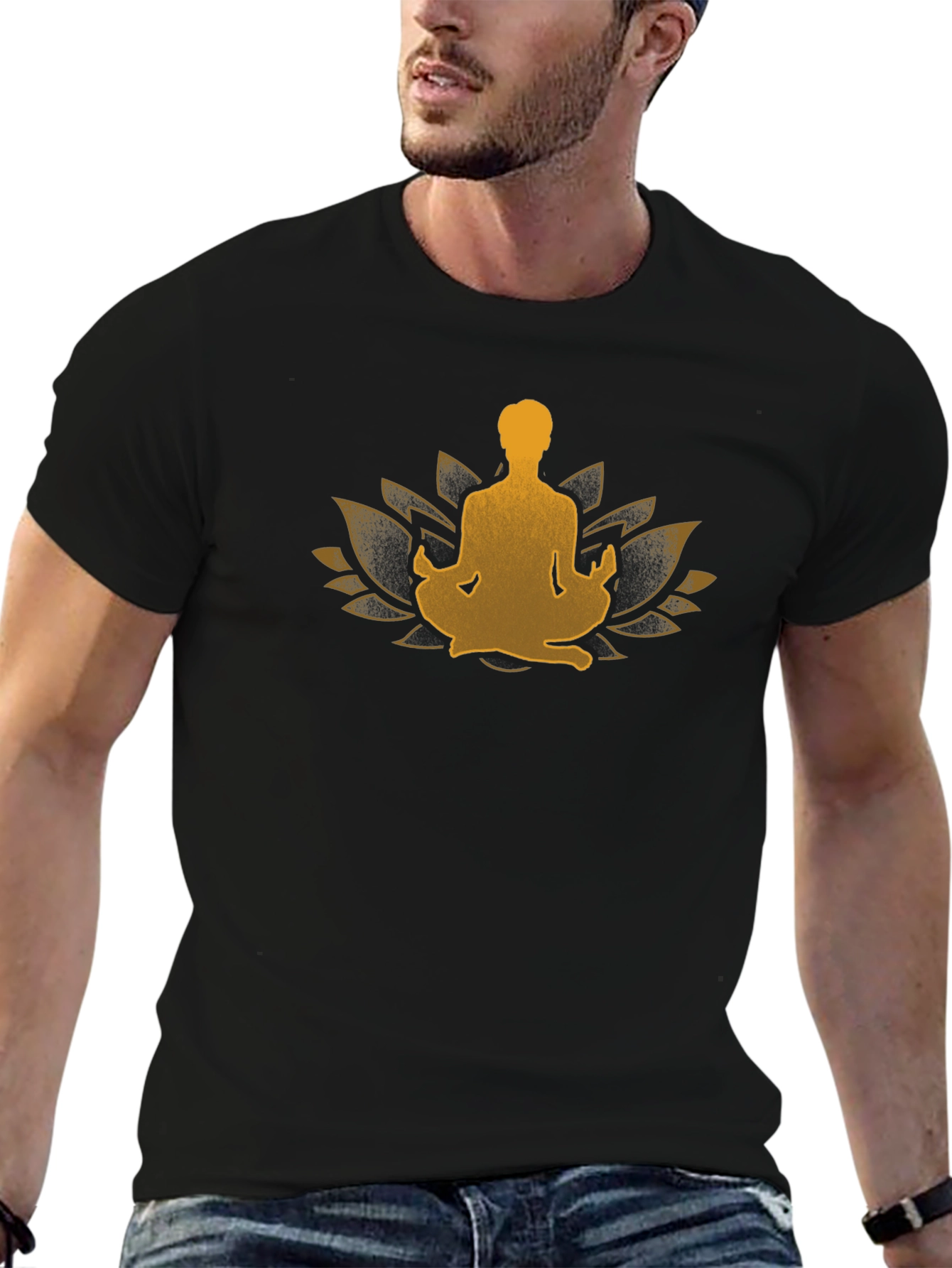 Zen Lotus Meditation Black T-Shirt