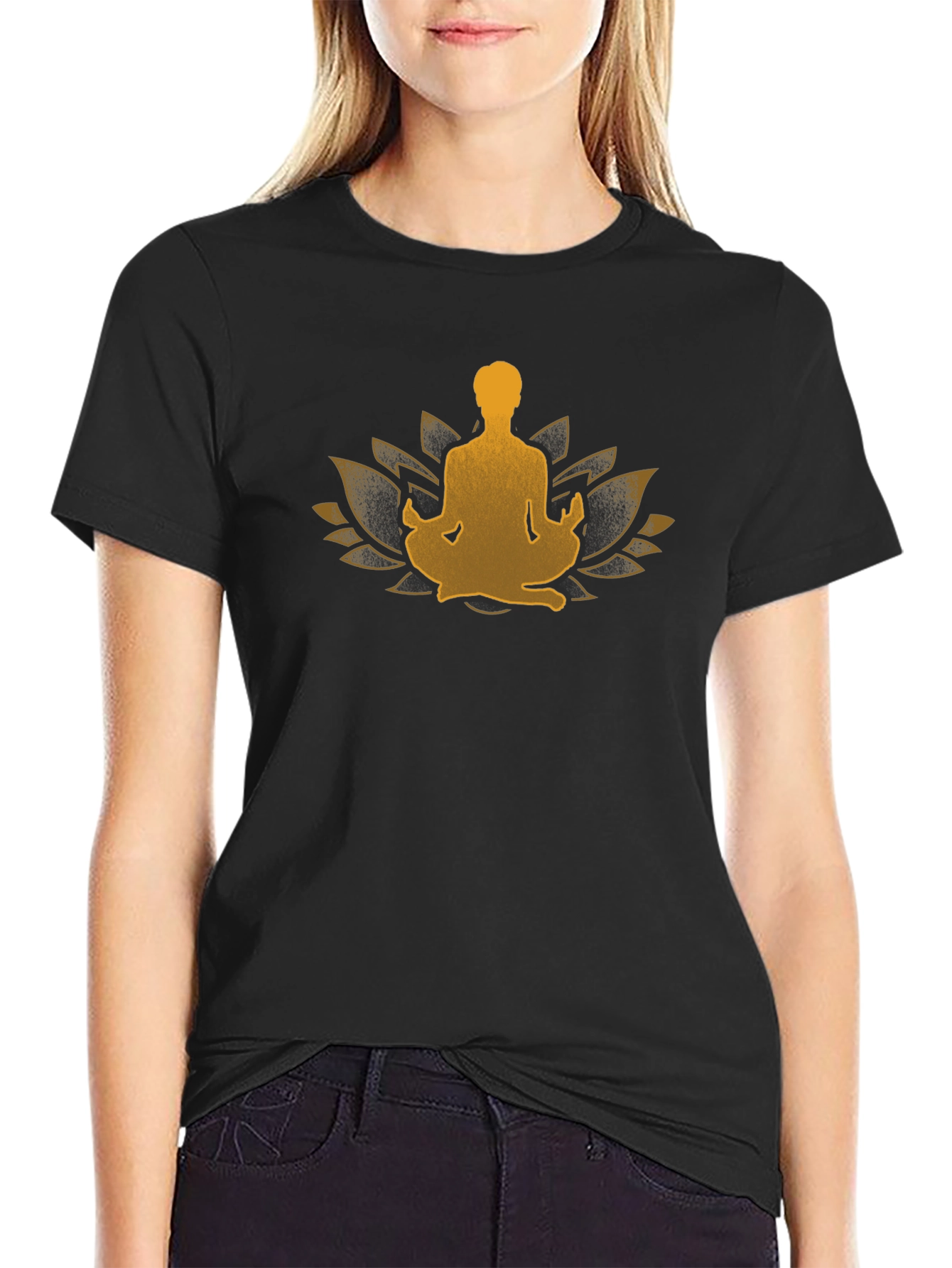 Zen Lotus Meditation Black T-Shirt
