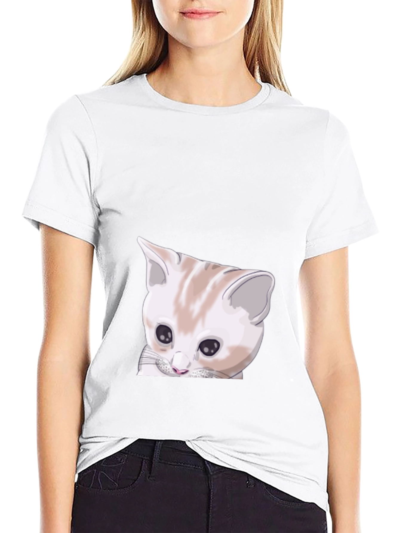 Cute Cat Graphic Black T-Shirt