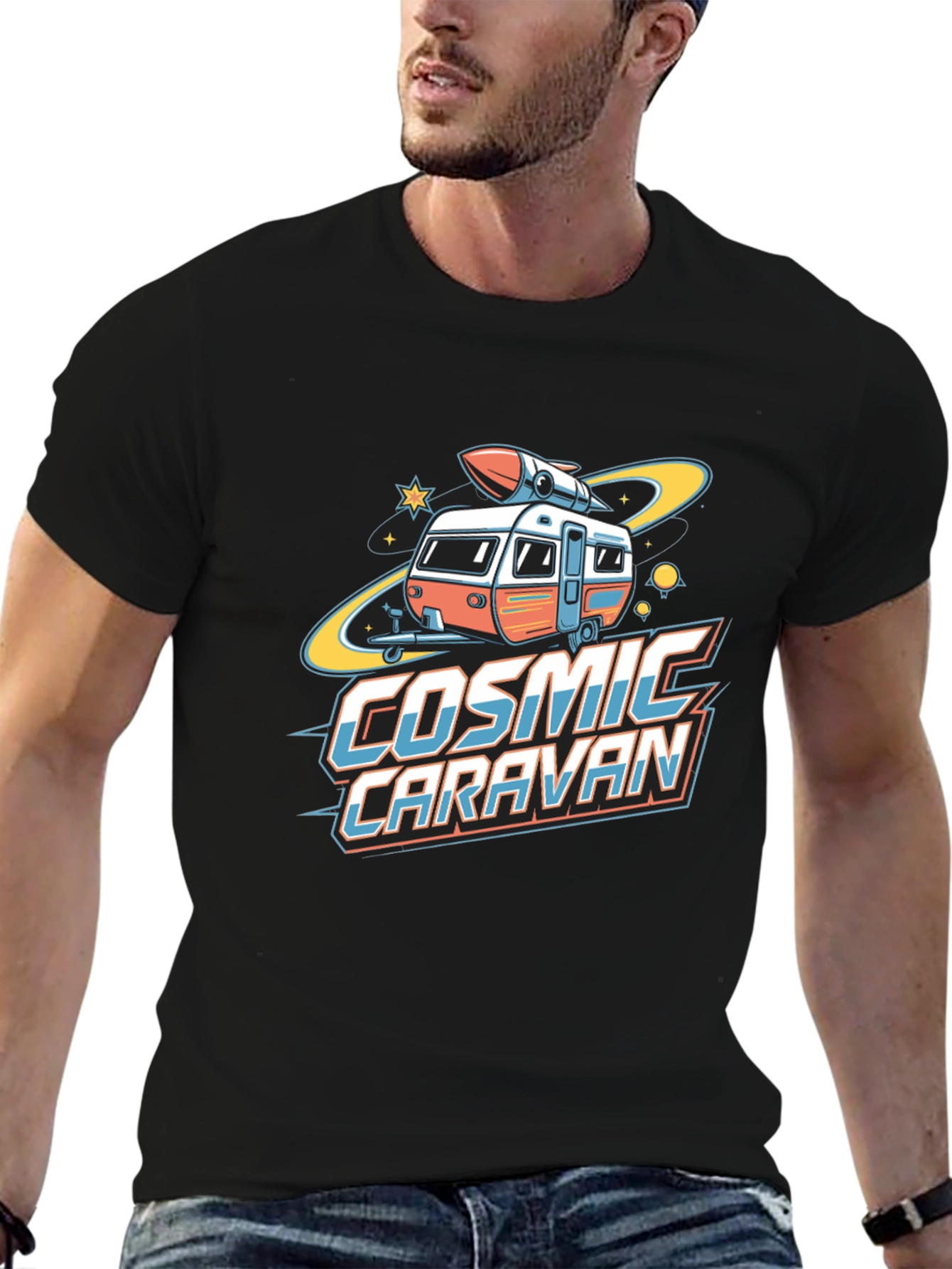 Cosmic Caravan Black Graphic Tee