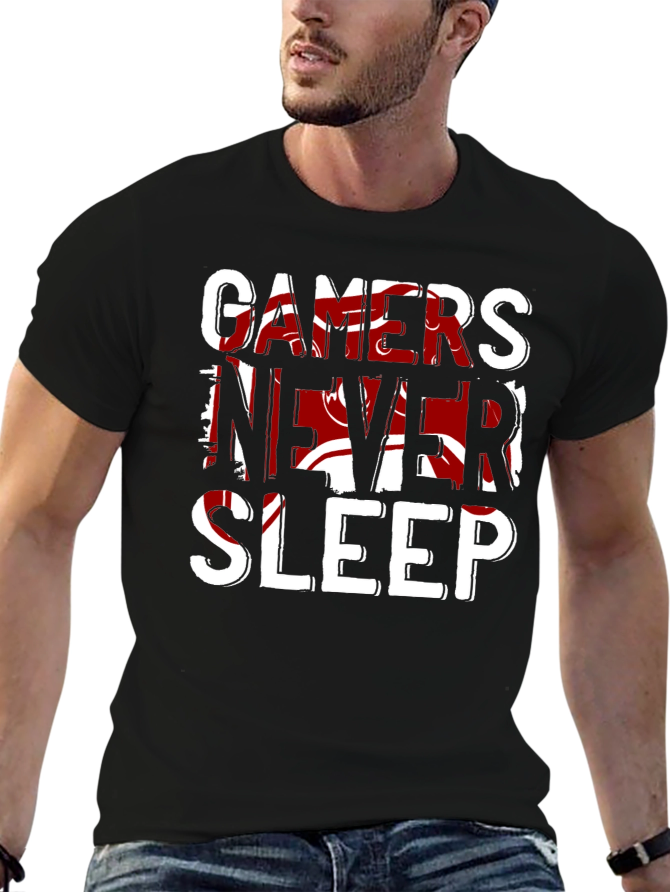 Gamers Never Sleep Black T-Shirt - Bold Graphic Tee