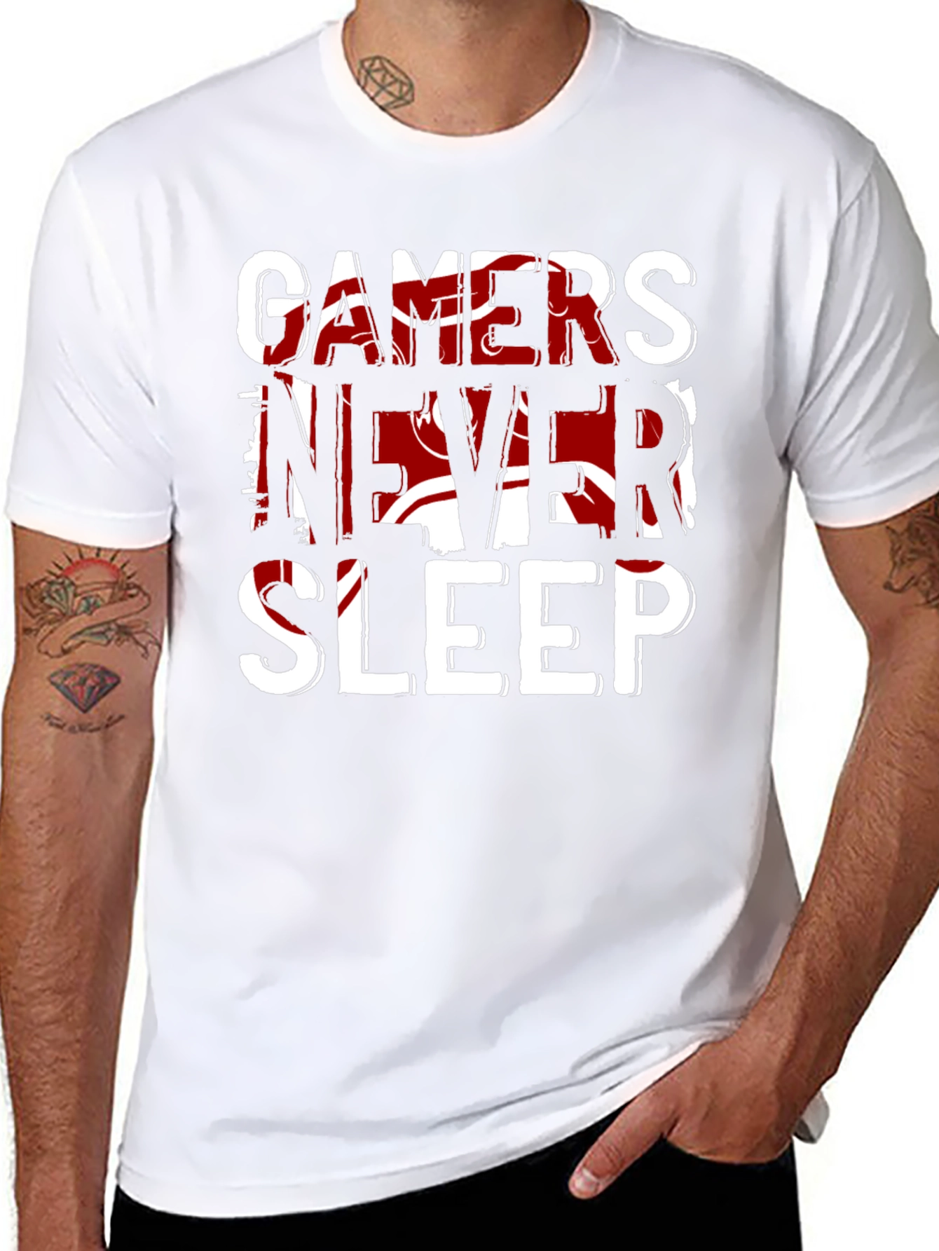 Gamers Never Sleep Black T-Shirt - Bold Graphic Tee