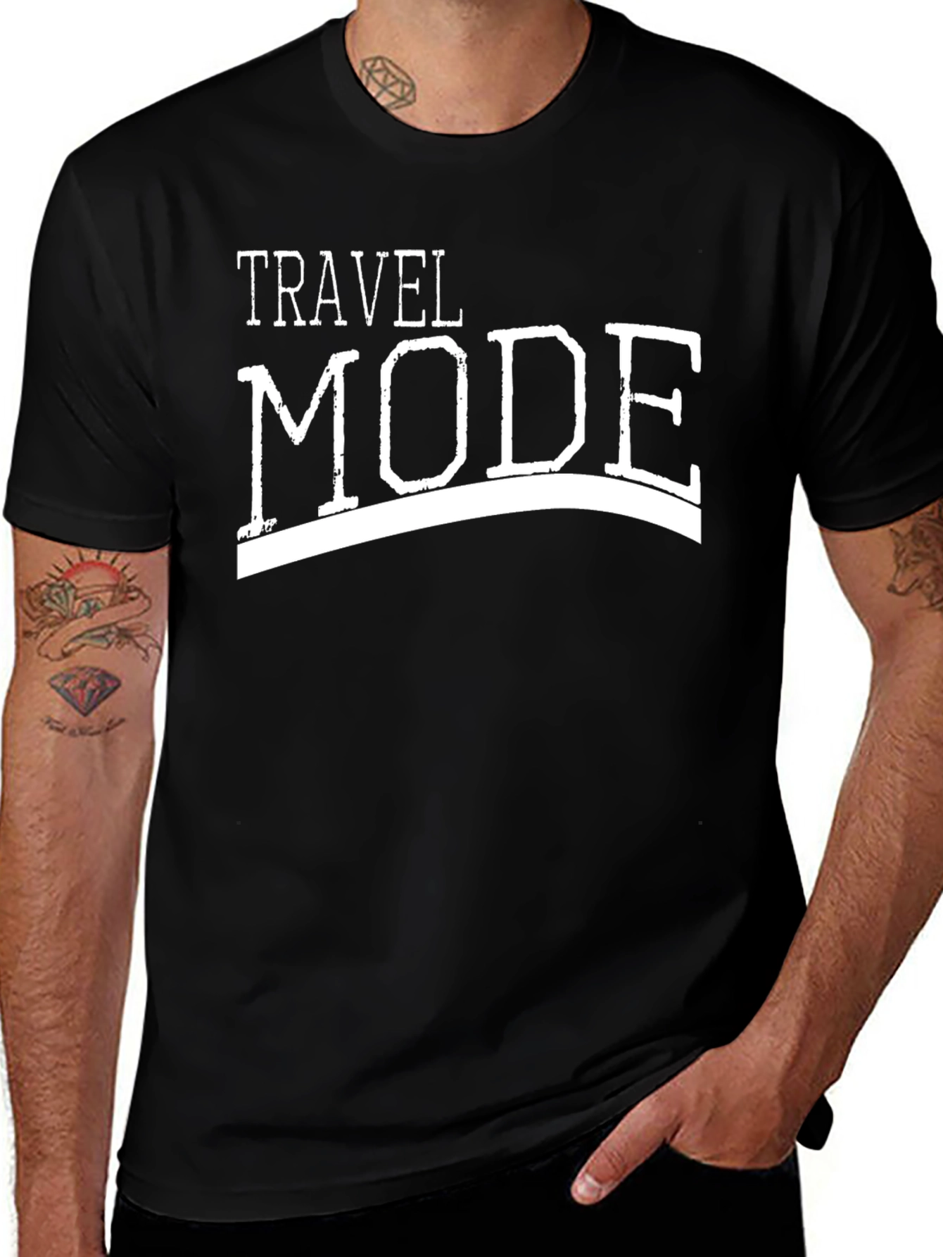 Travel Mode Black Graphic T-Shirt