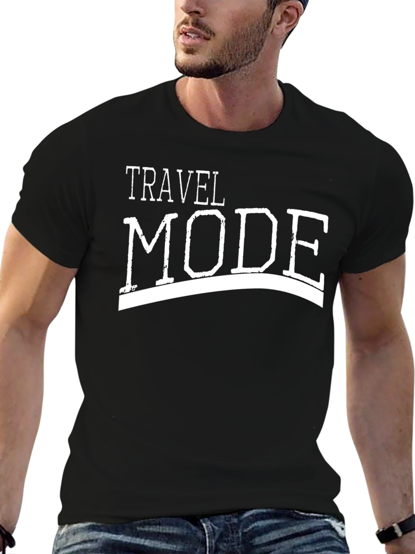 Travel Mode Black Graphic T-Shirt
