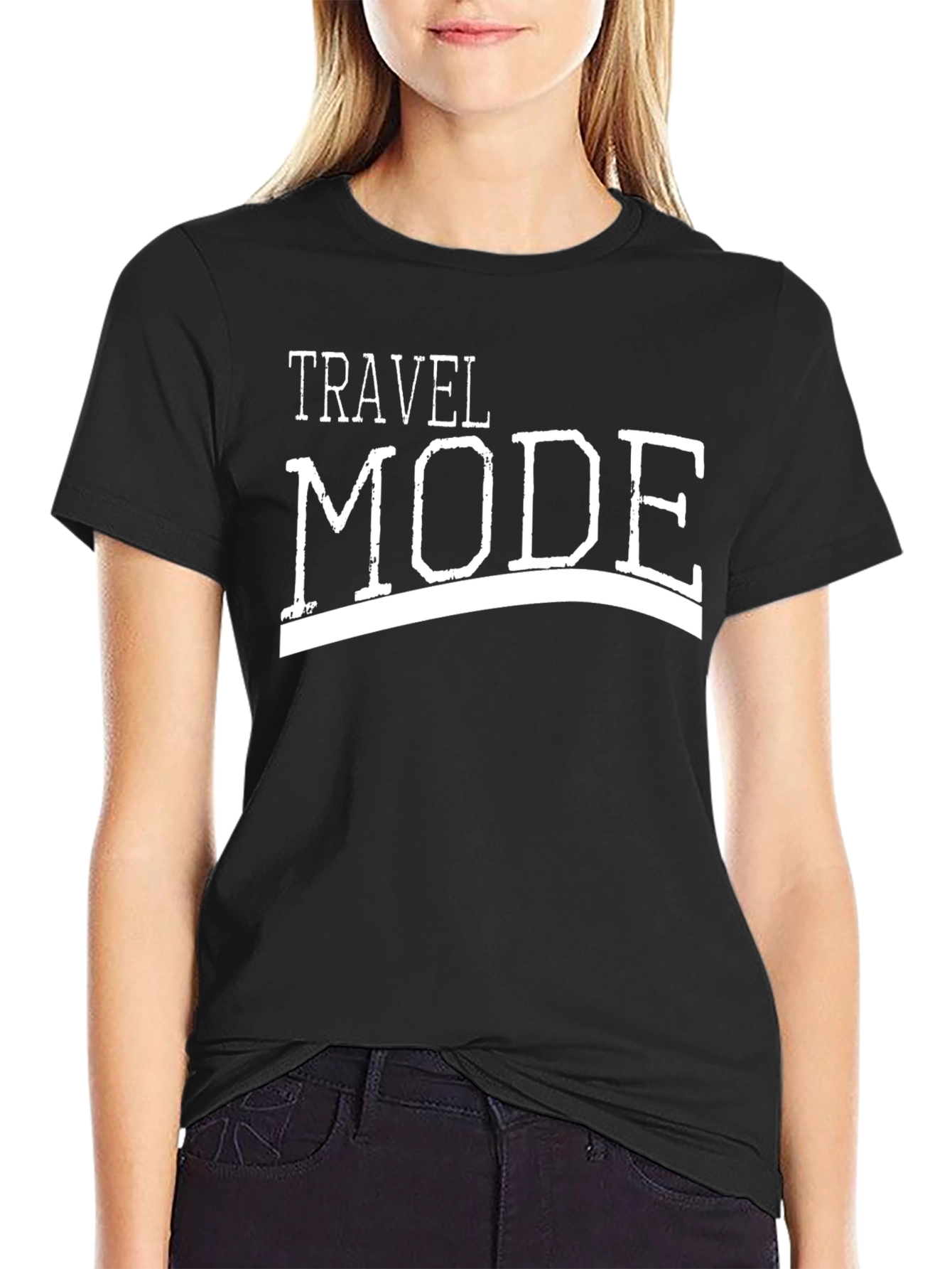 Travel Mode Black Graphic T-Shirt