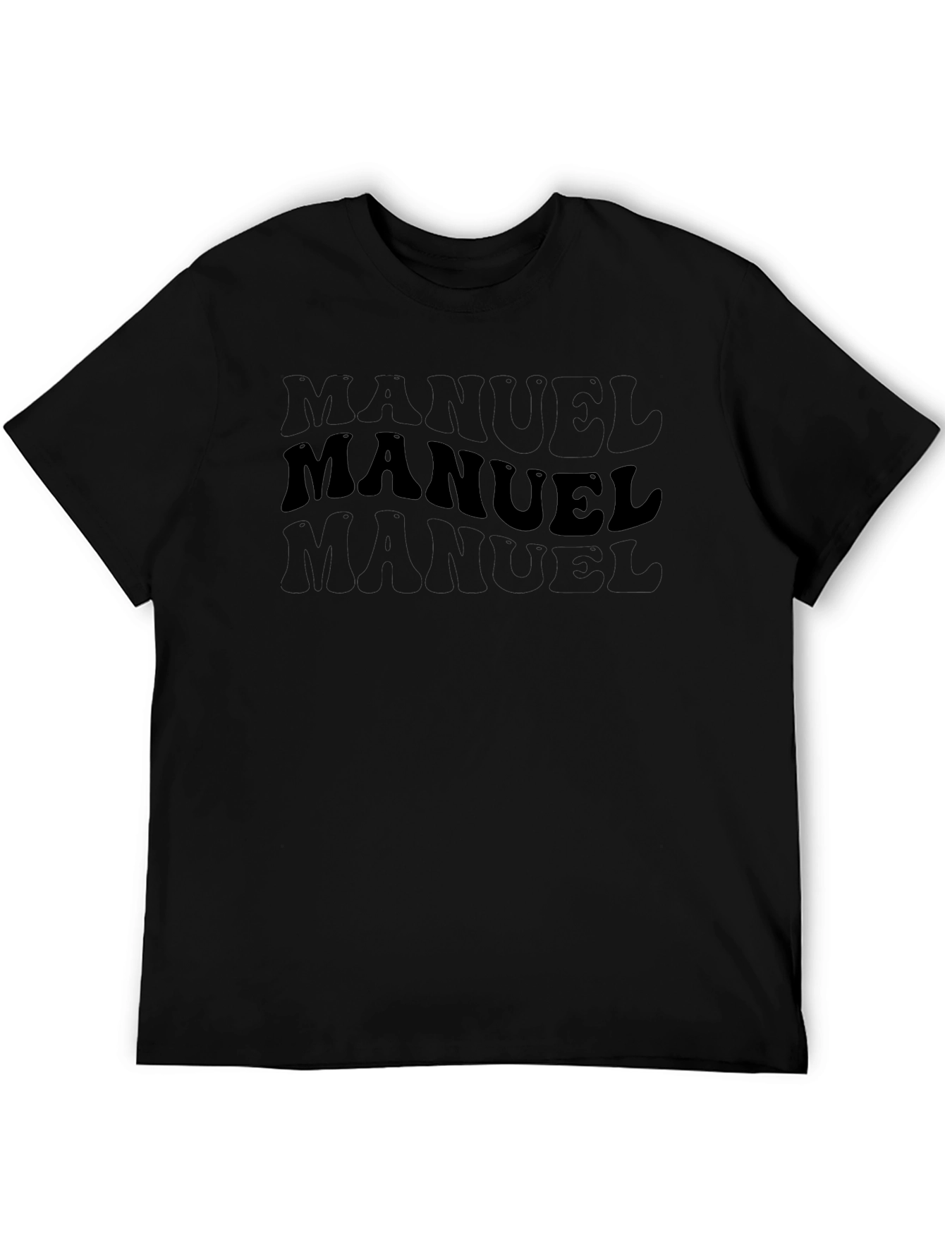 Personalized Manuel T-Shirt - Black Crew Neck Tee
