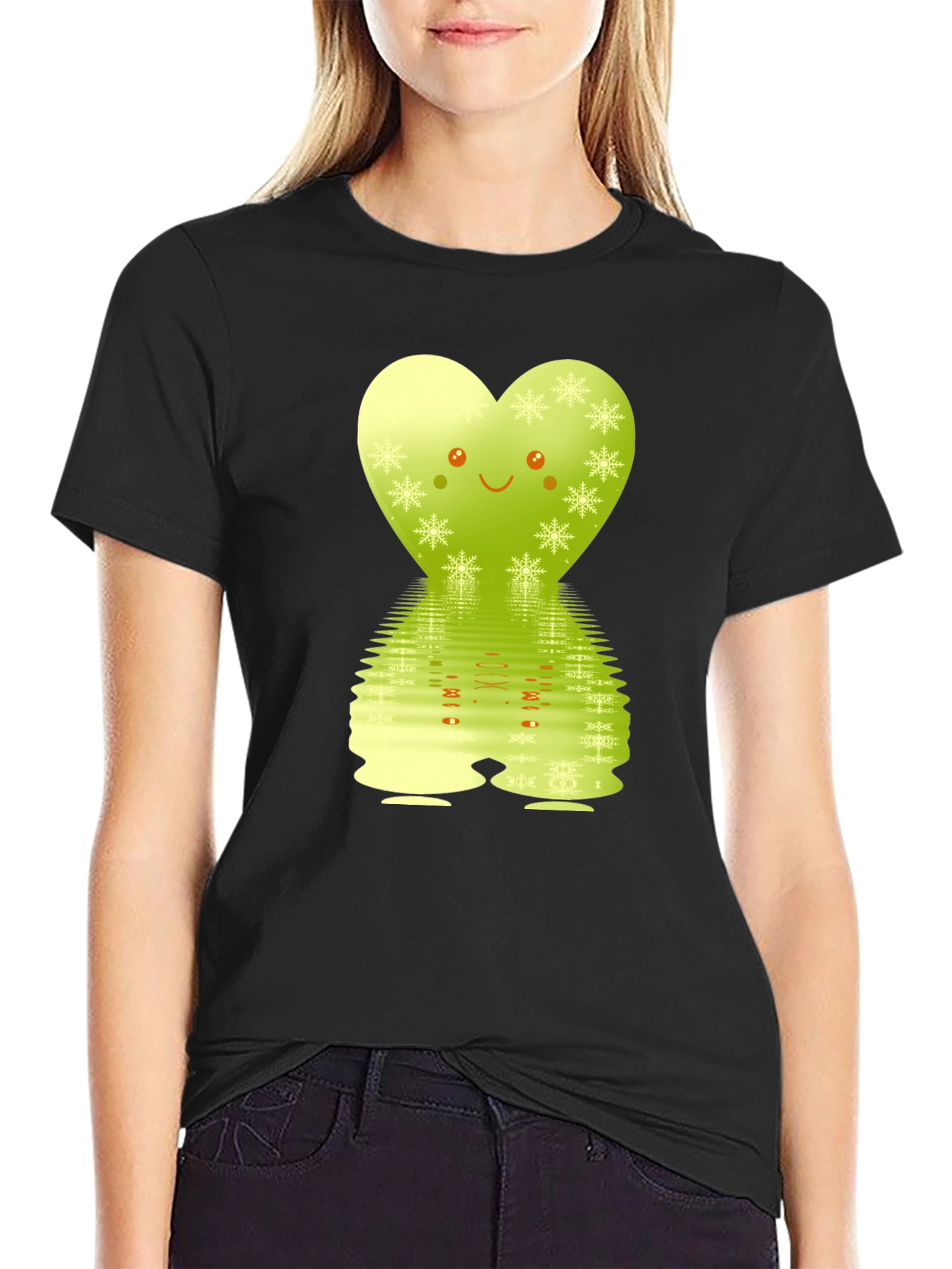Cute Heart Snowflake Reflective Graphic Tee