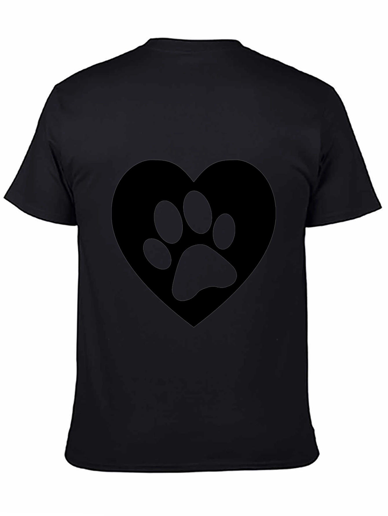 Black Heart Paw Print Graphic T-Shirt