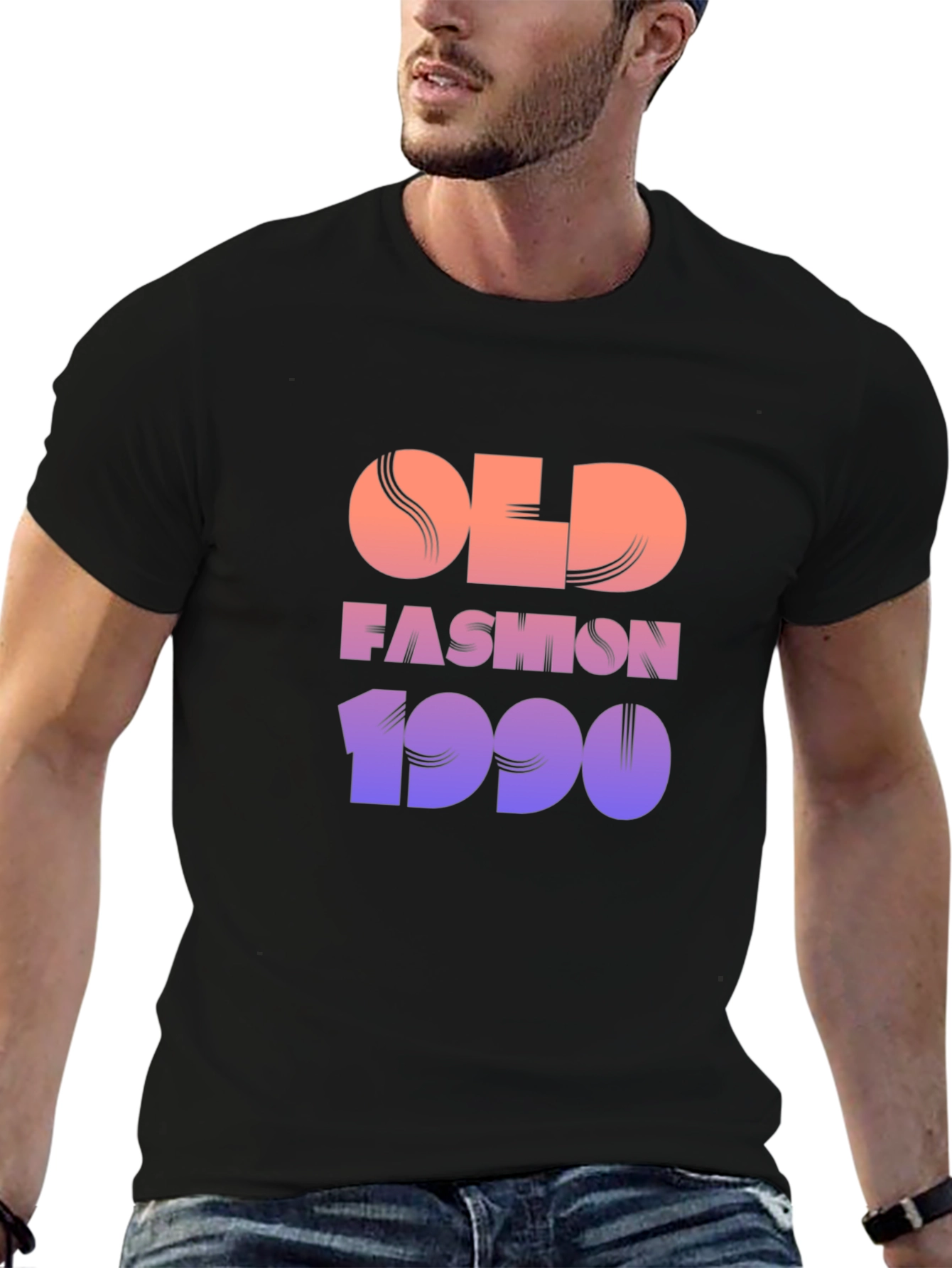 Retro Old Fashion 1990 Graphic Tee - Black