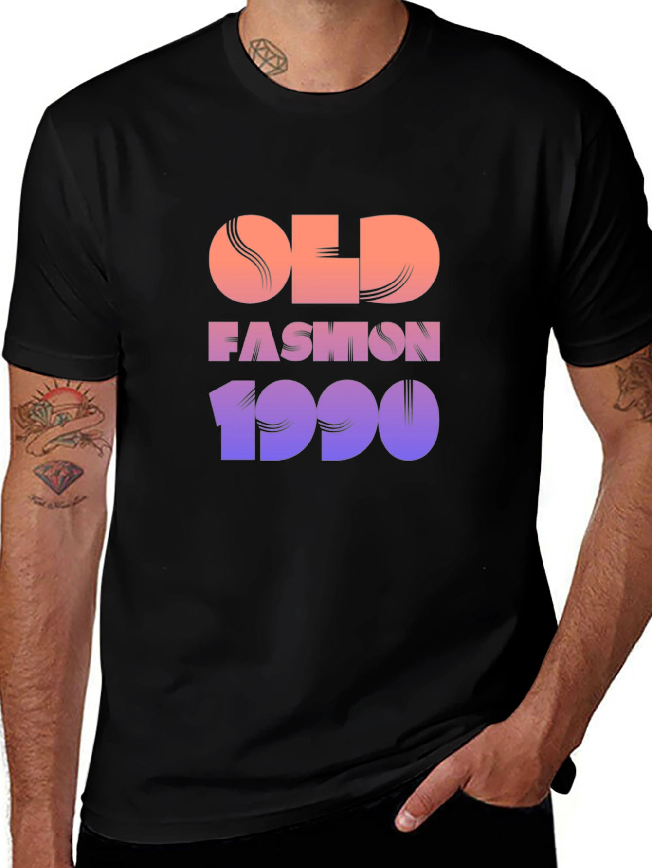 Retro Old Fashion 1990 Graphic Tee - Black