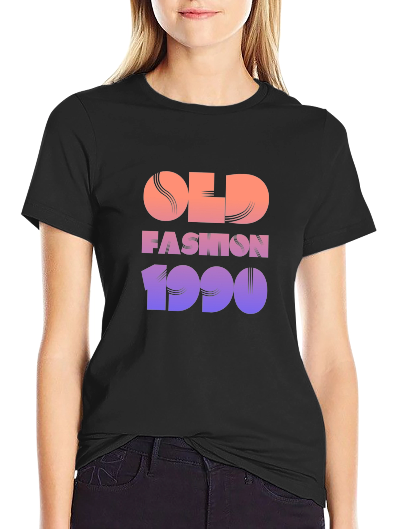Retro Old Fashion 1990 Graphic Tee - Black