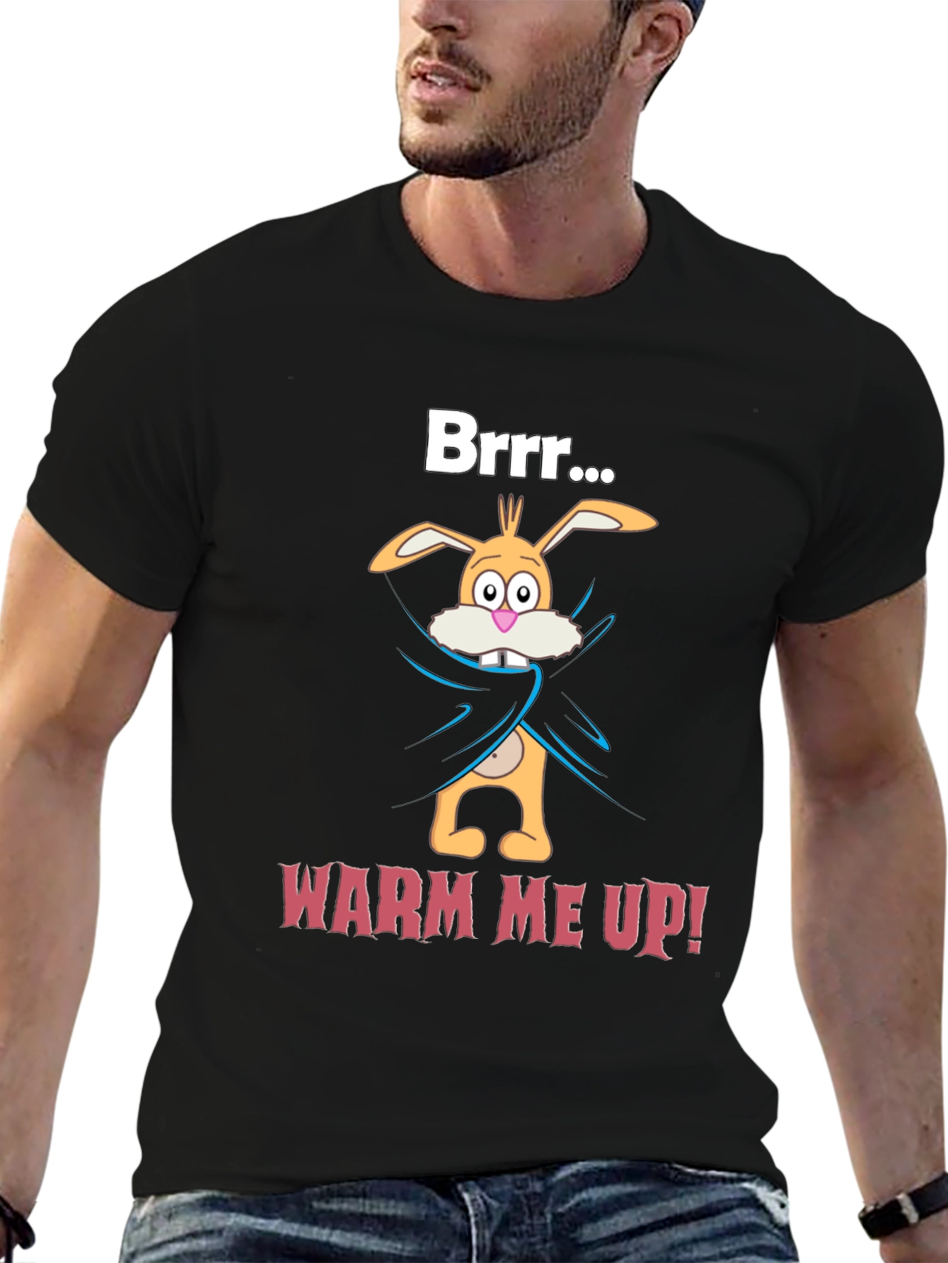 Funny Cartoon Bunny T-Shirt - Warm Me Up!