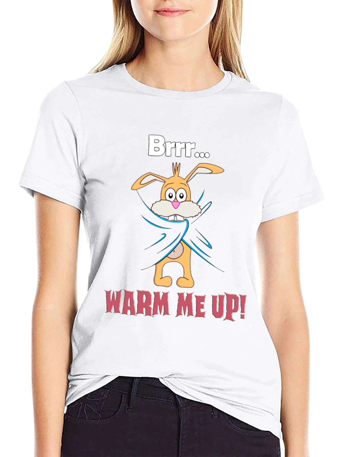 Funny Cartoon Bunny T-Shirt - Warm Me Up!