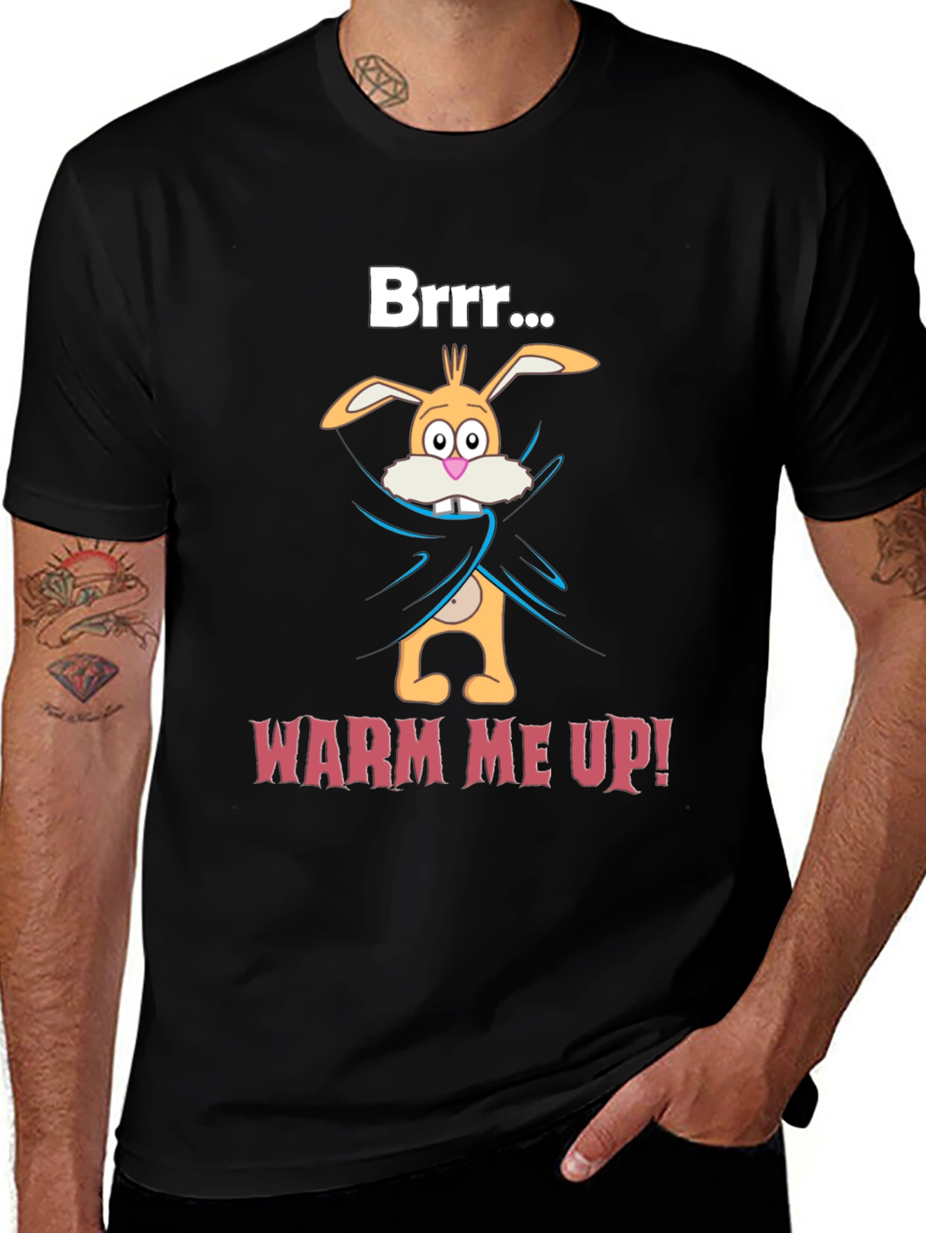 Funny Cartoon Bunny T-Shirt - Warm Me Up!