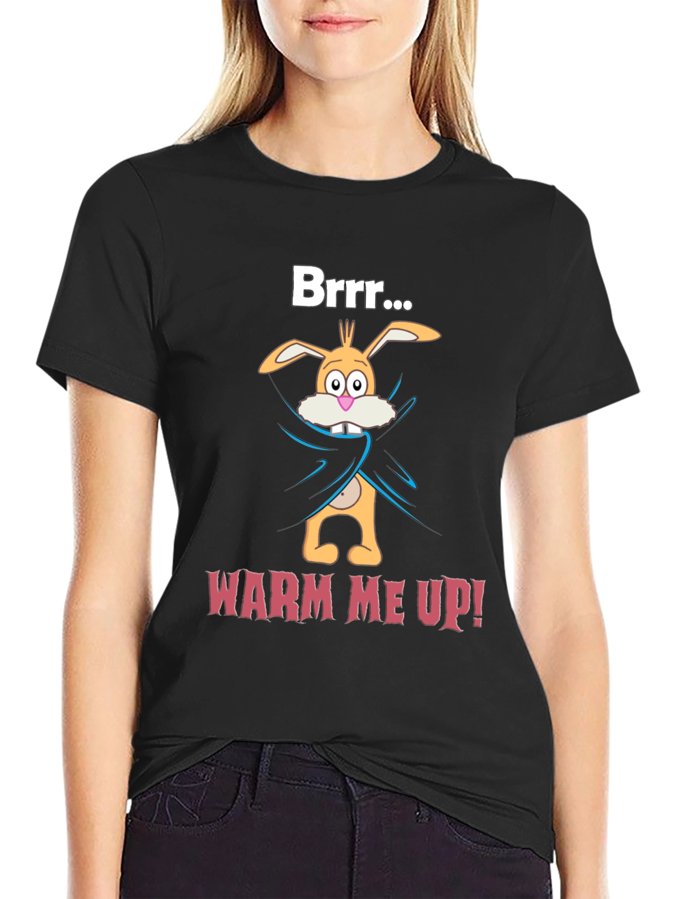 Funny Cartoon Bunny T-Shirt - Warm Me Up!