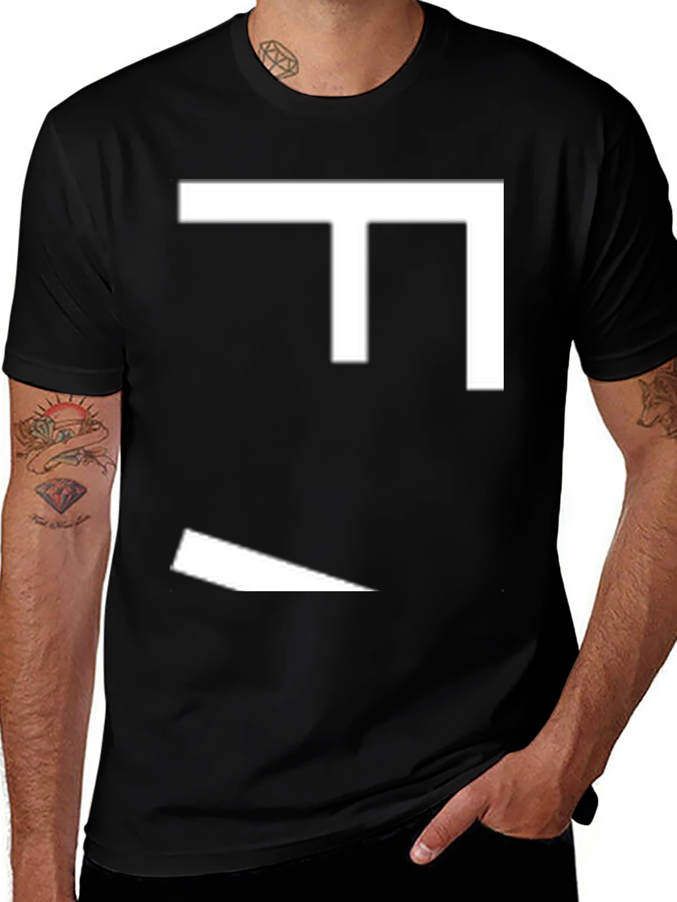 Modern Abstract Graphic Tee - Mens Black T-Shirt
