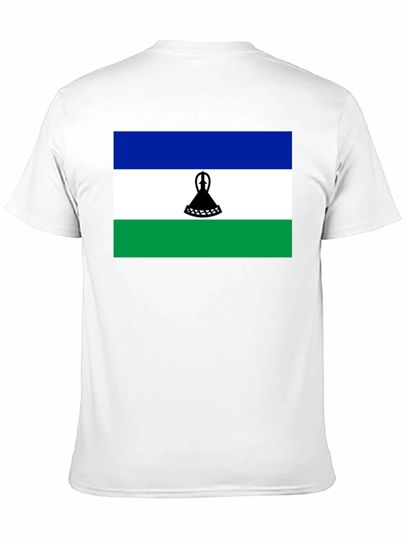 Lesotho Flag Graphic Tee - Black Cotton T-Shirt