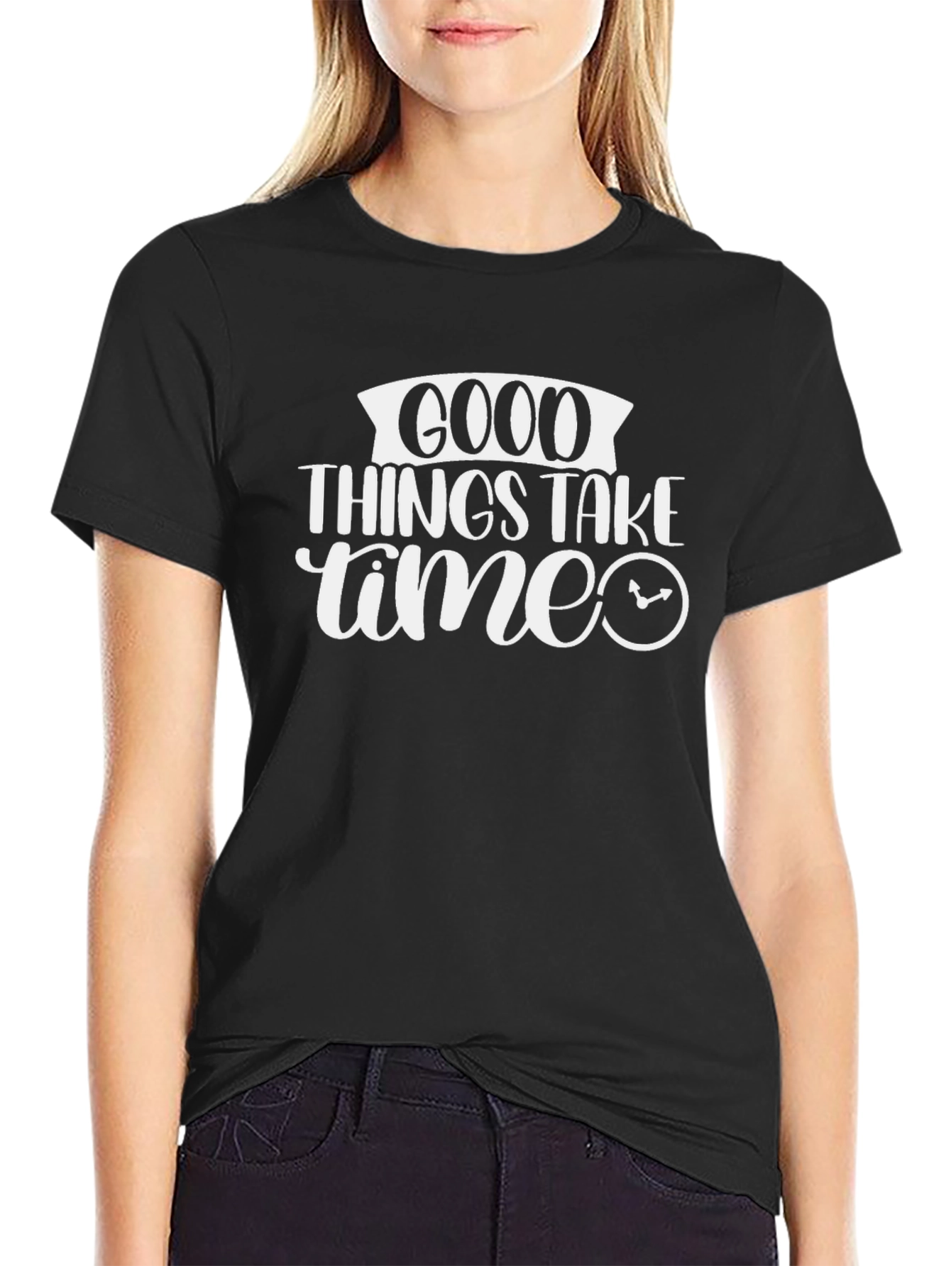Good Things Take Time Black Graphic Tee