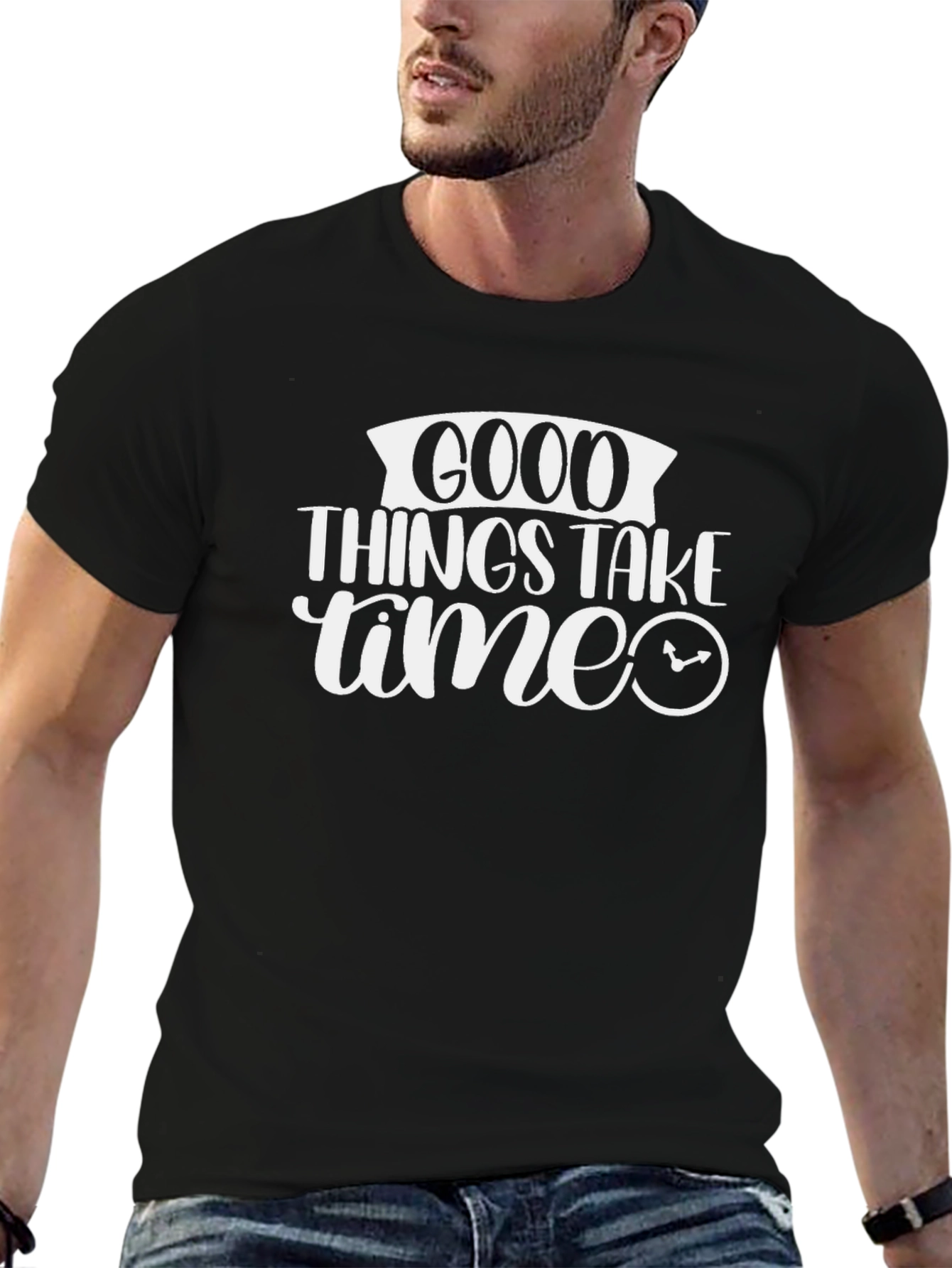 Good Things Take Time Black Graphic Tee