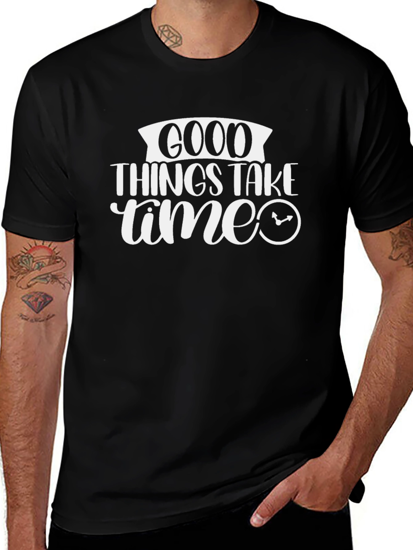 Good Things Take Time Black Graphic Tee