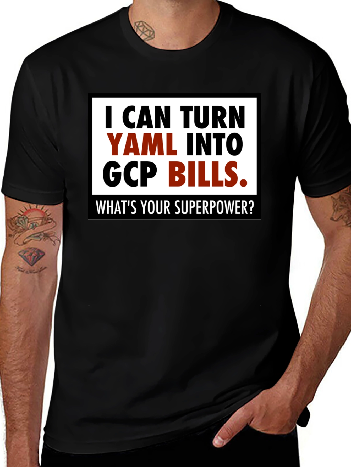 YAML to GCP Bills T-Shirt - Superpower Tee