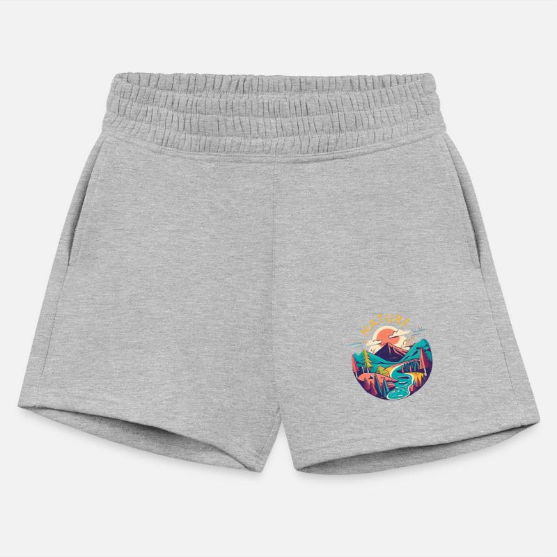 Nature circular graphic with mountains, trees and