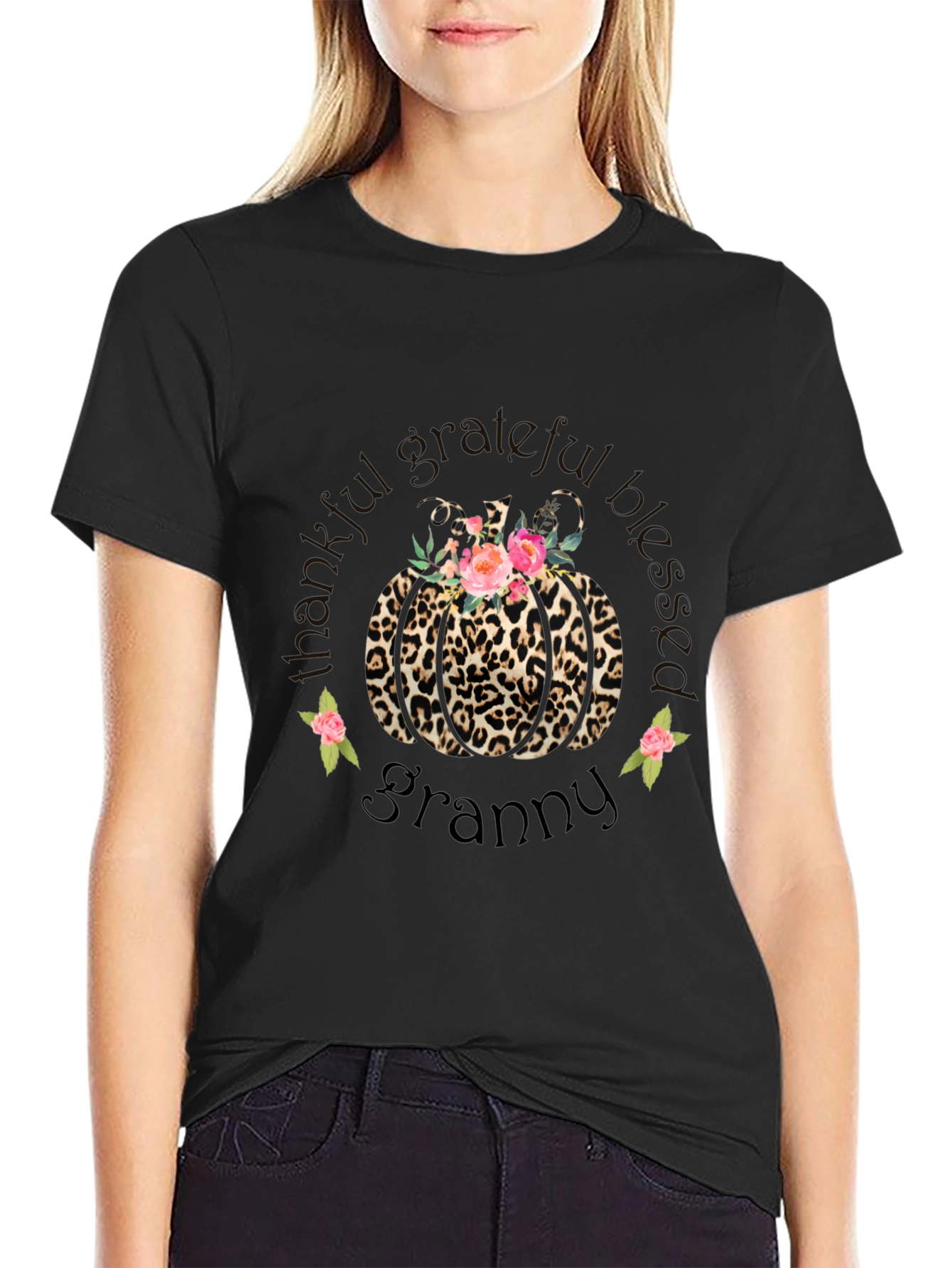 Leopard Pumpkin Granny Graphic T-Shirt