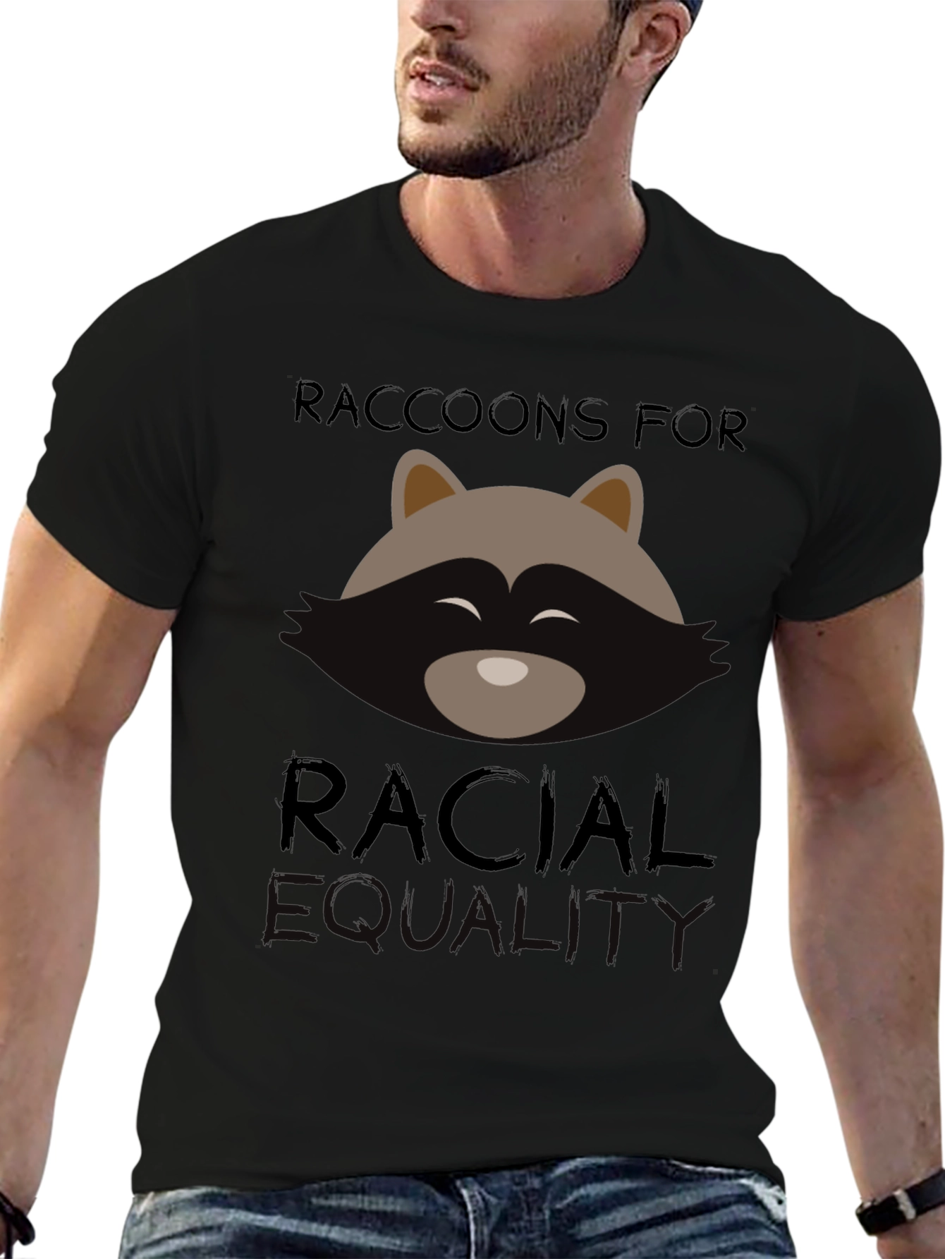 Raccoons for Racial Equality Black T-Shirt