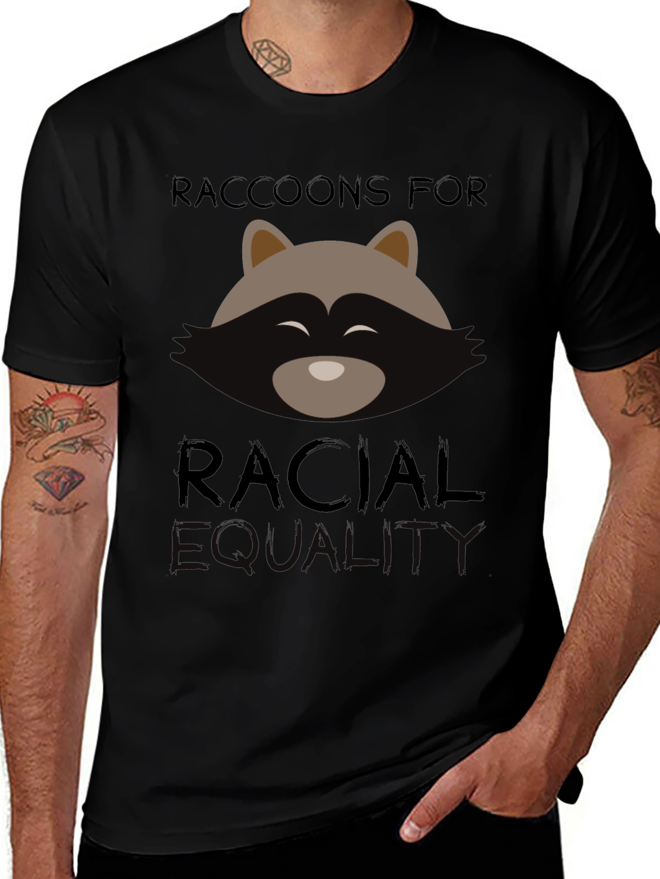 Raccoons for Racial Equality Black T-Shirt