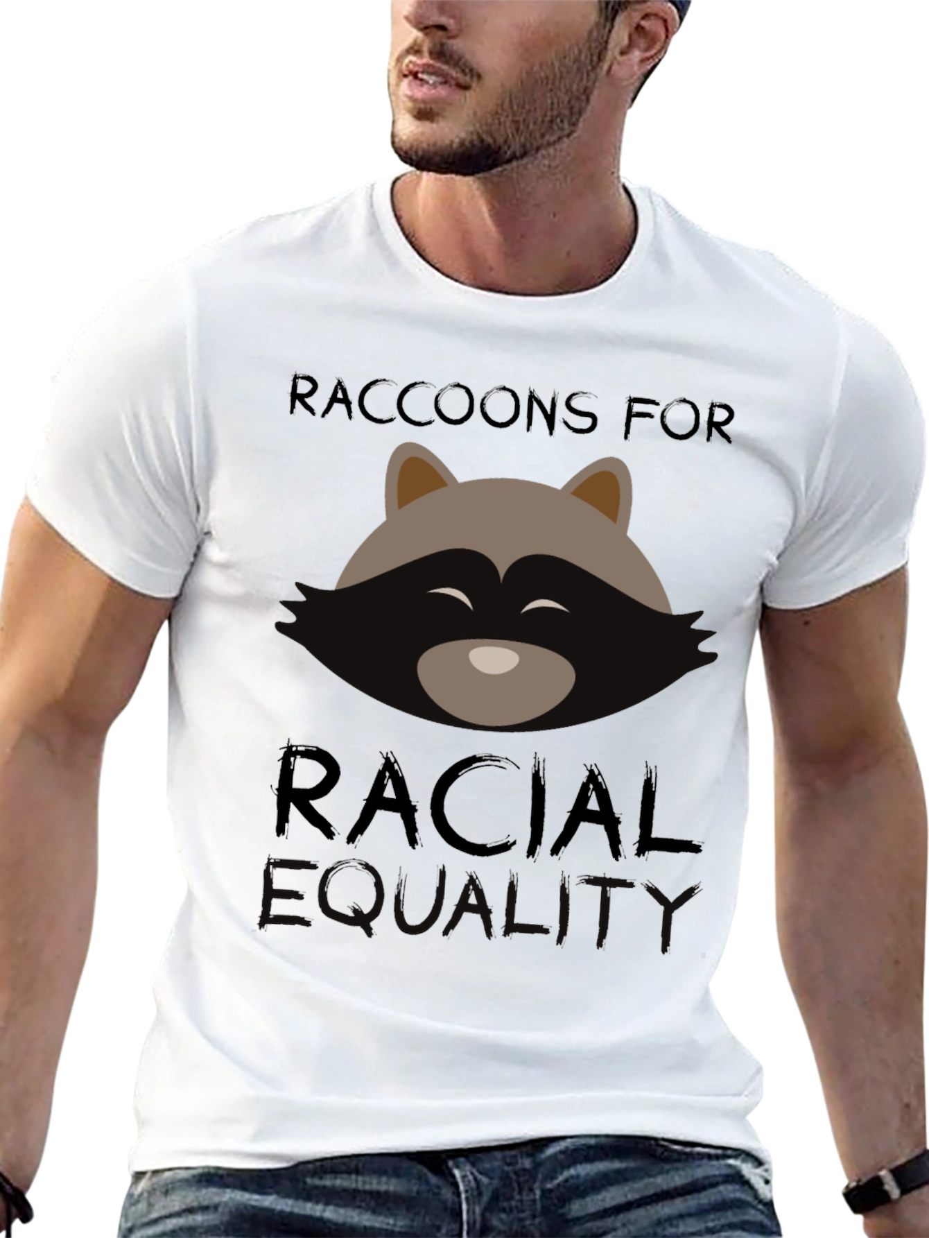 Raccoons for Racial Equality Black T-Shirt