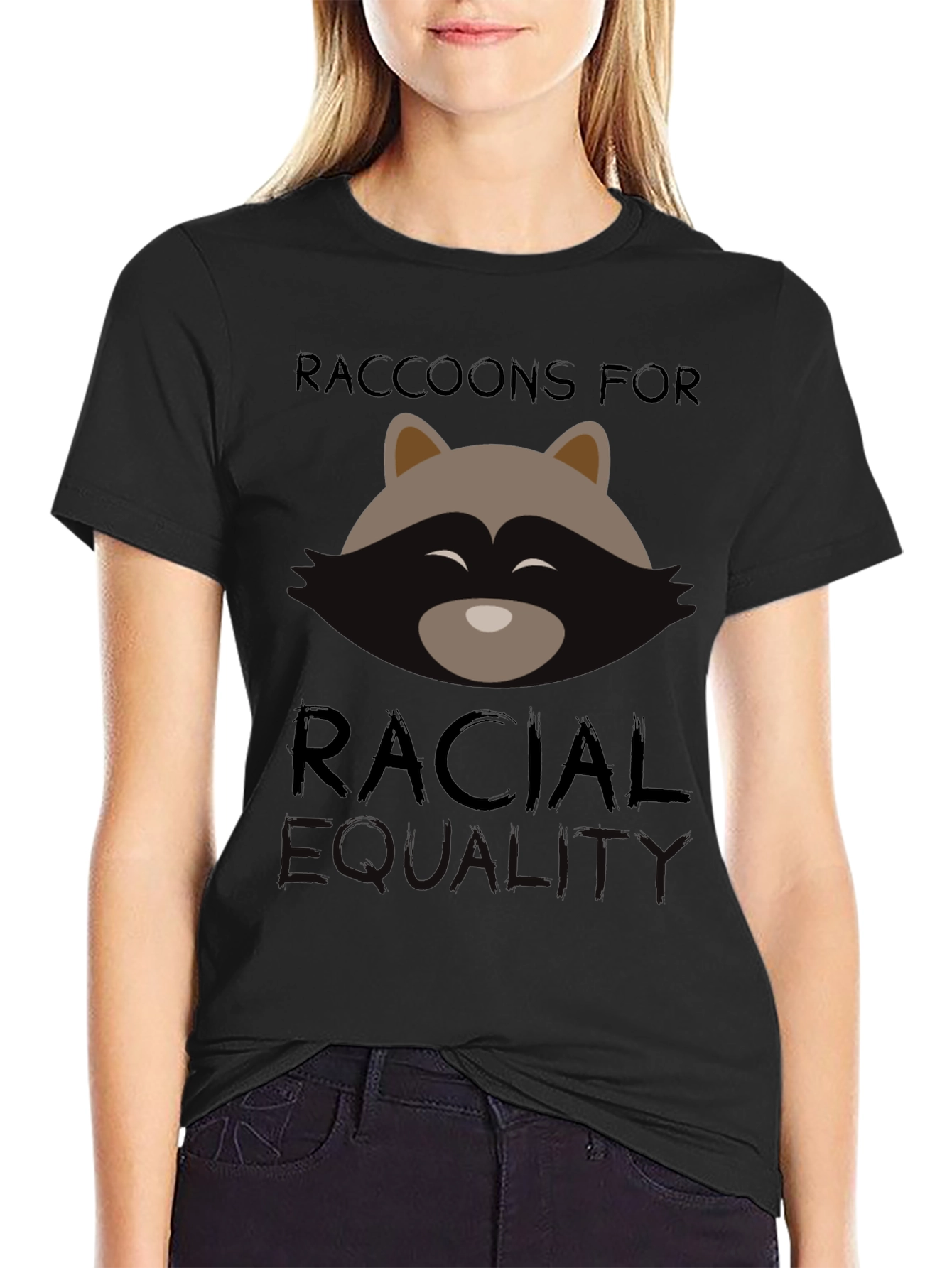 Raccoons for Racial Equality Black T-Shirt