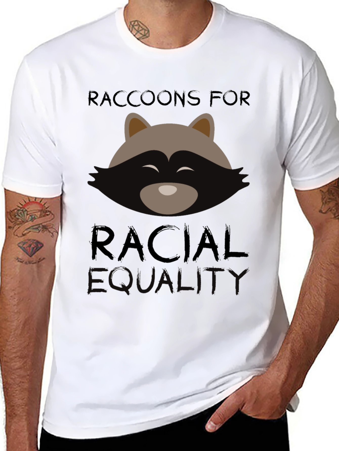 Raccoons for Racial Equality Black T-Shirt