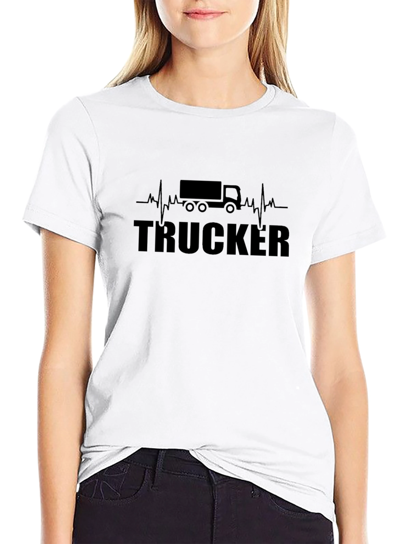 Trucker Heartbeat Black T-Shirt