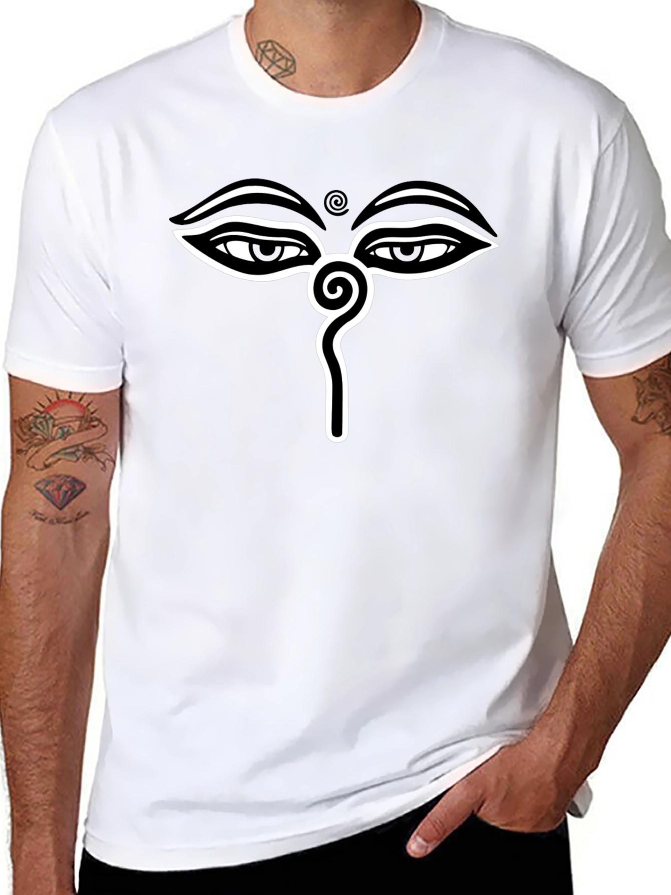 Eye of Buddha Graphic Tee - Black Cotton Blend