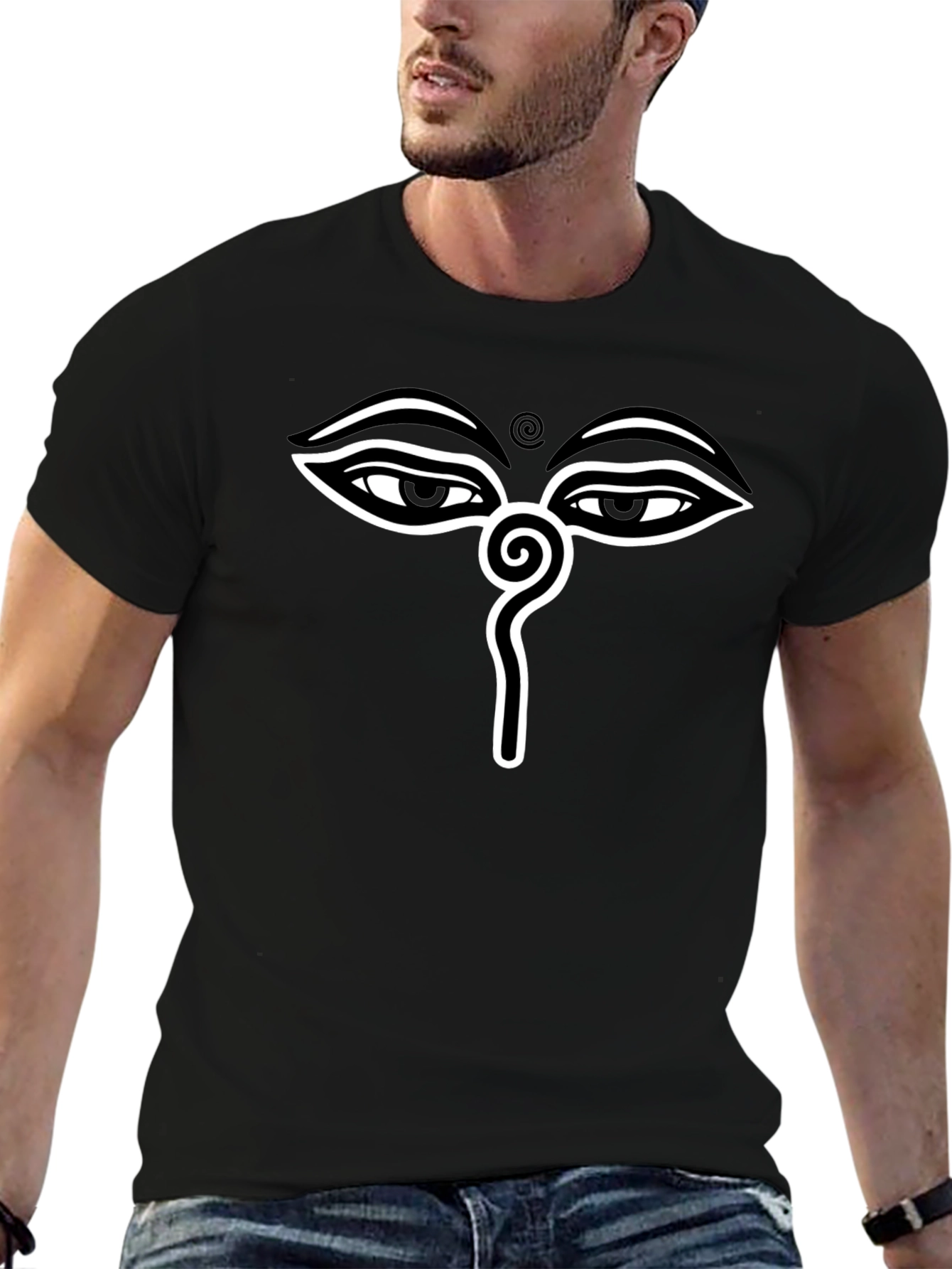 Eye of Buddha Graphic Tee - Black Cotton Blend