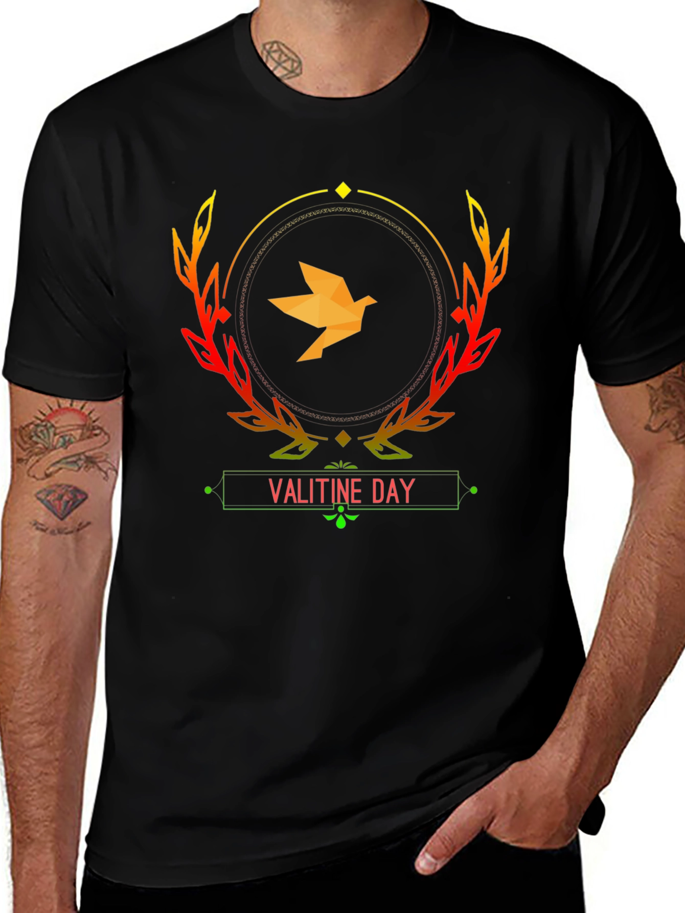 Valitine Day Graphic Tee - Black Casual Shirt