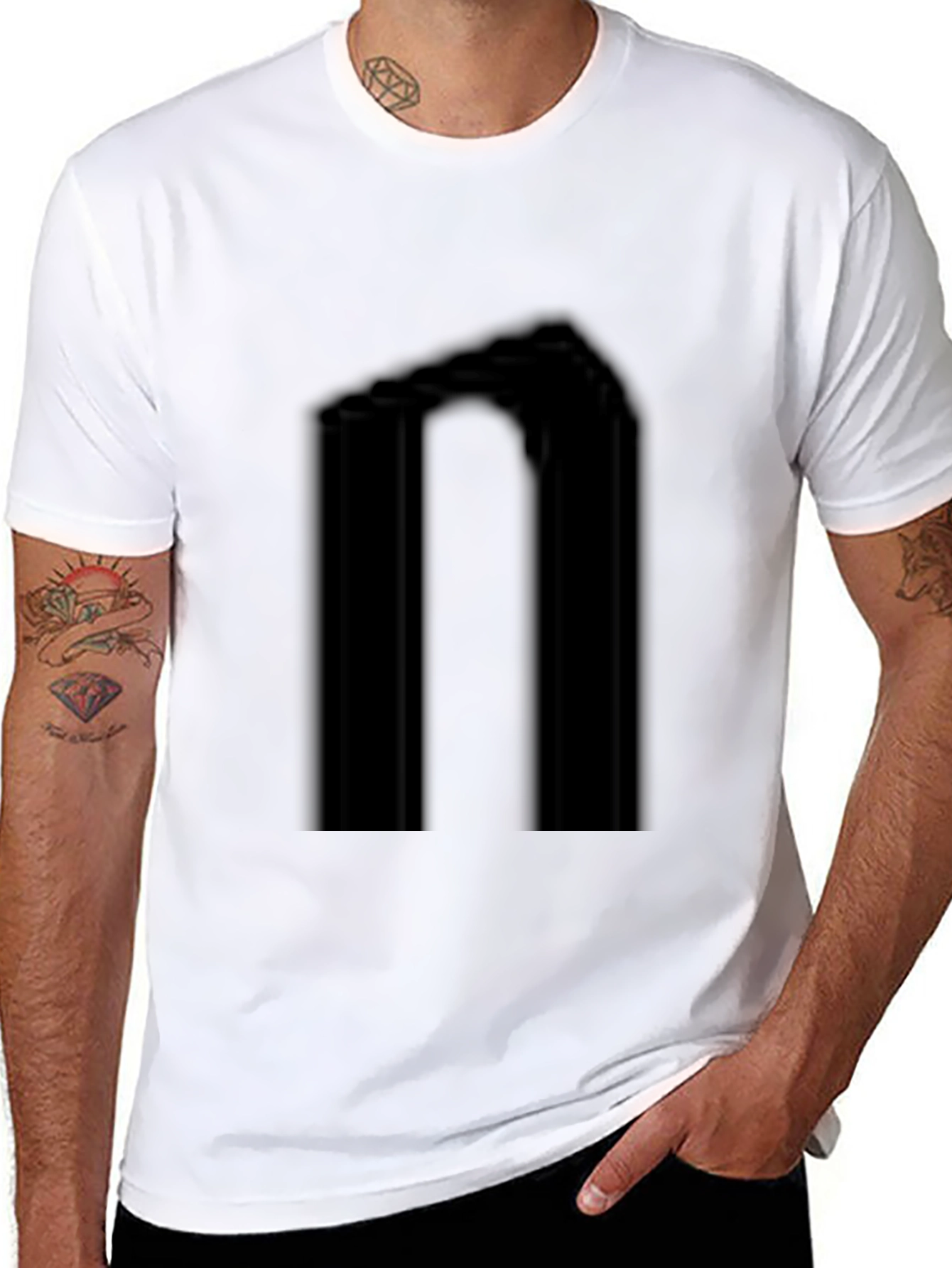 Black Graphic Print Mens Tee