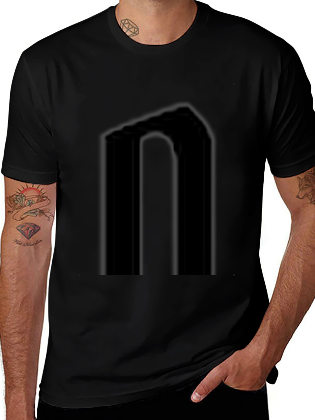 Black Graphic Print Mens Tee