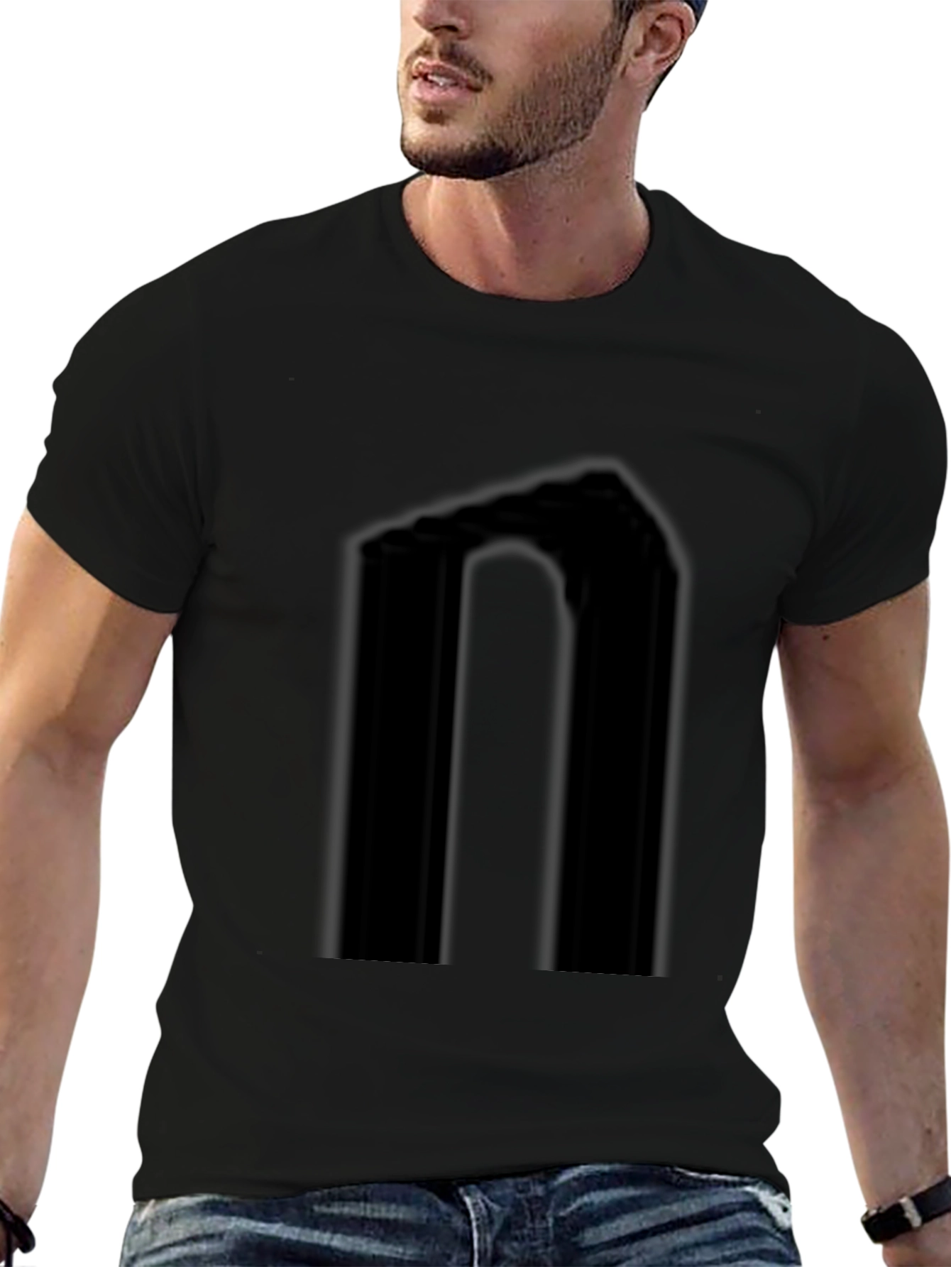 Black Graphic Print Mens Tee