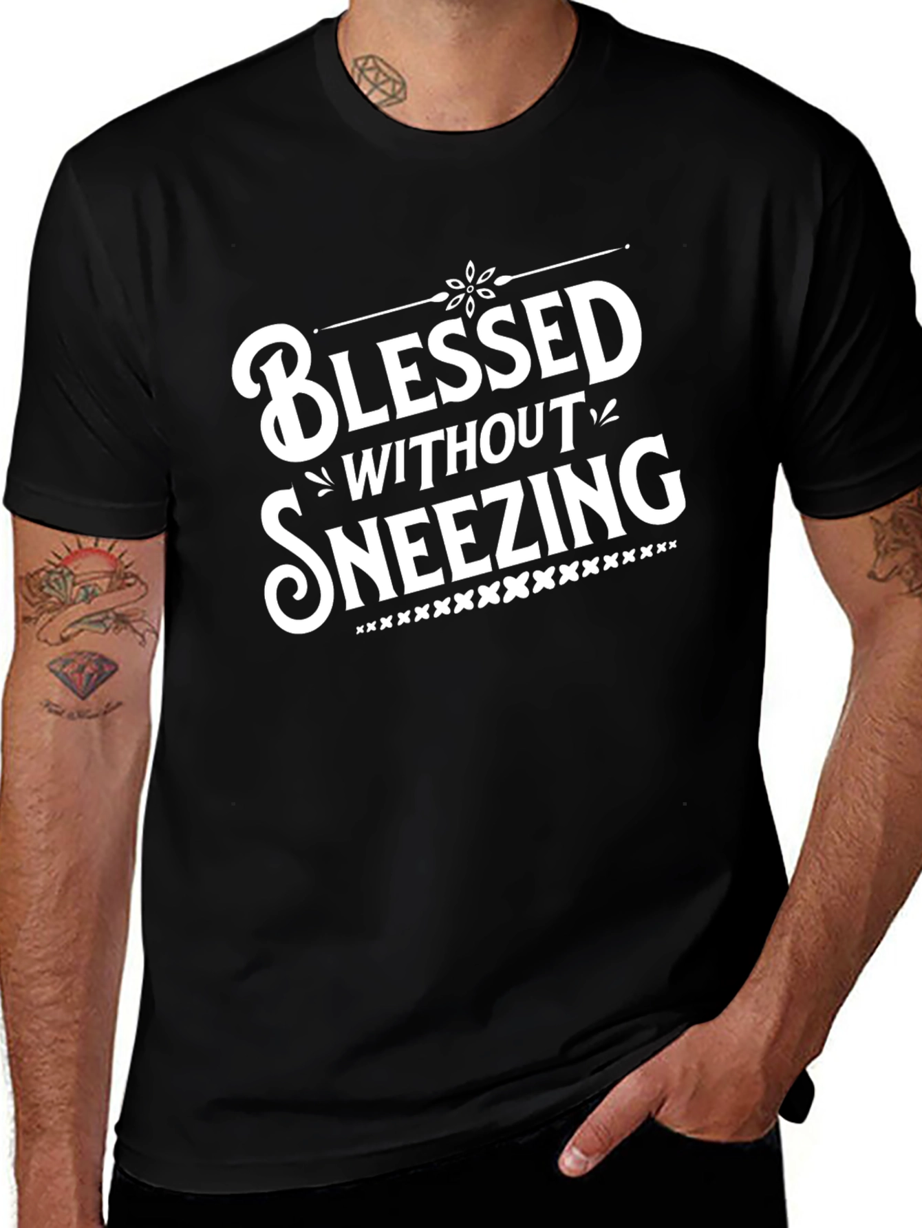 Blessed Without Sneezing - Funny Graphic Tee