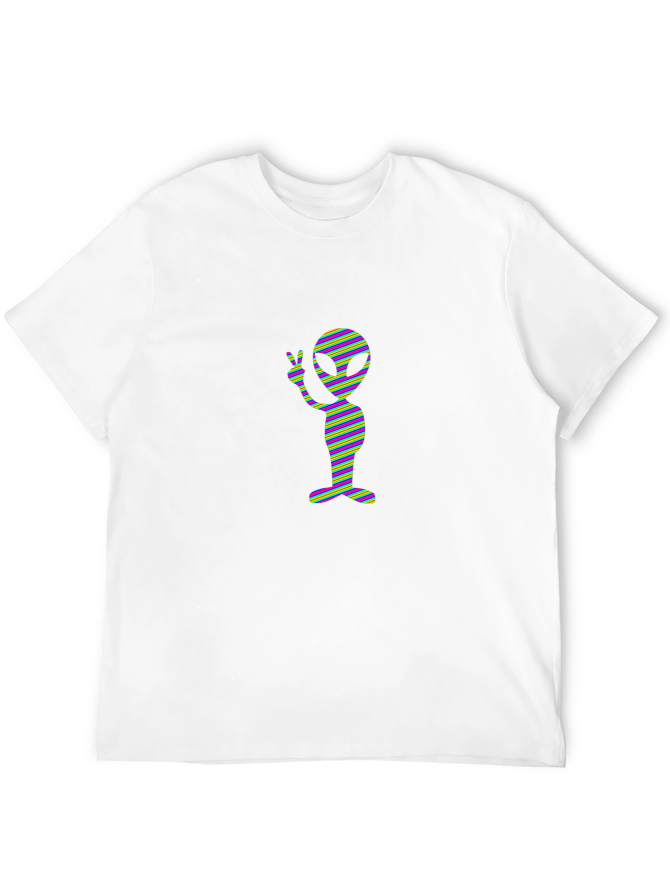 Retro Alien Peace Sign Black T-Shirt