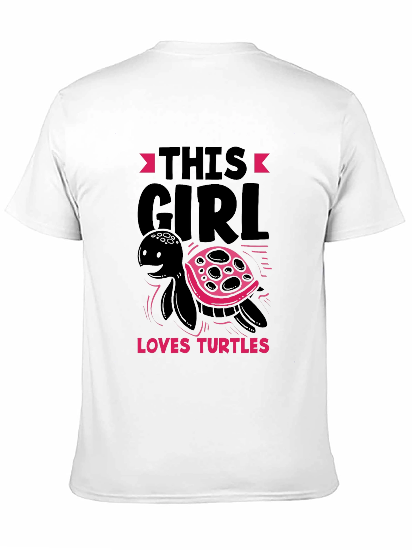 Girl Loves Turtles Black Graphic T-Shirt