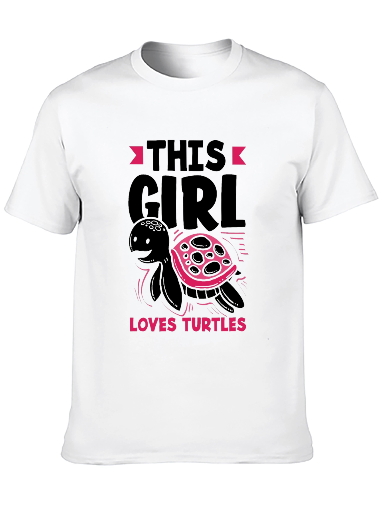 Girl Loves Turtles Black Graphic T-Shirt