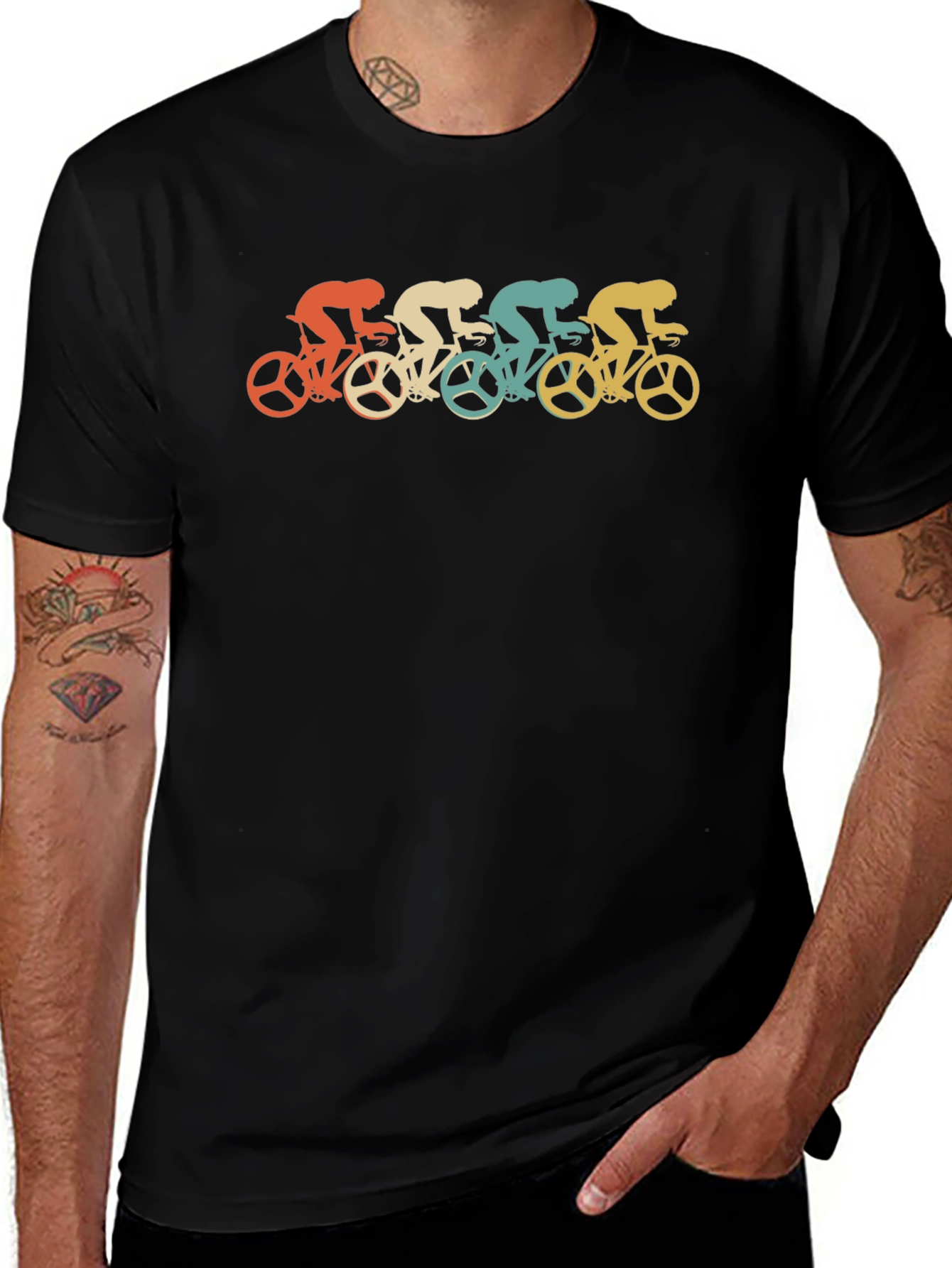 Retro Cycling Team Graphic Tee - Black